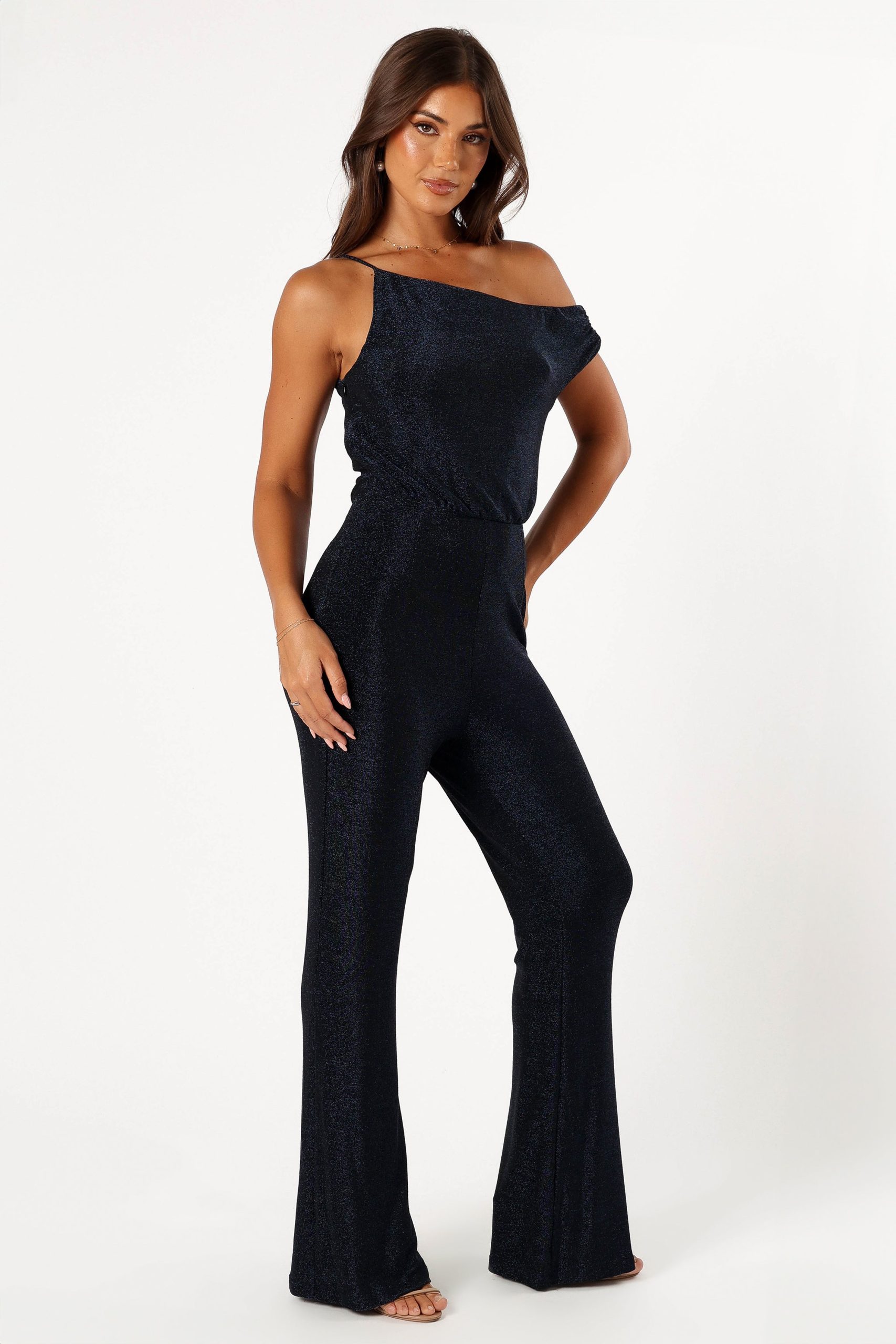 Heather One Shoulder Jumpsuit - Navy - Image 9
