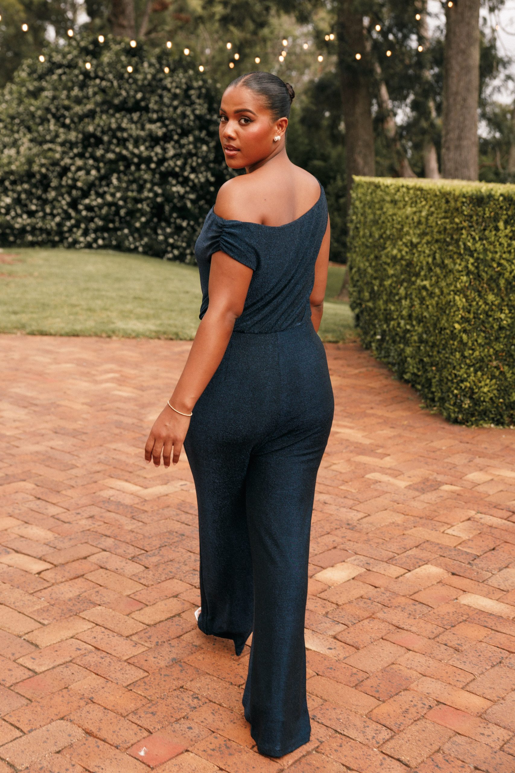 Heather One Shoulder Jumpsuit - Navy - Image 3