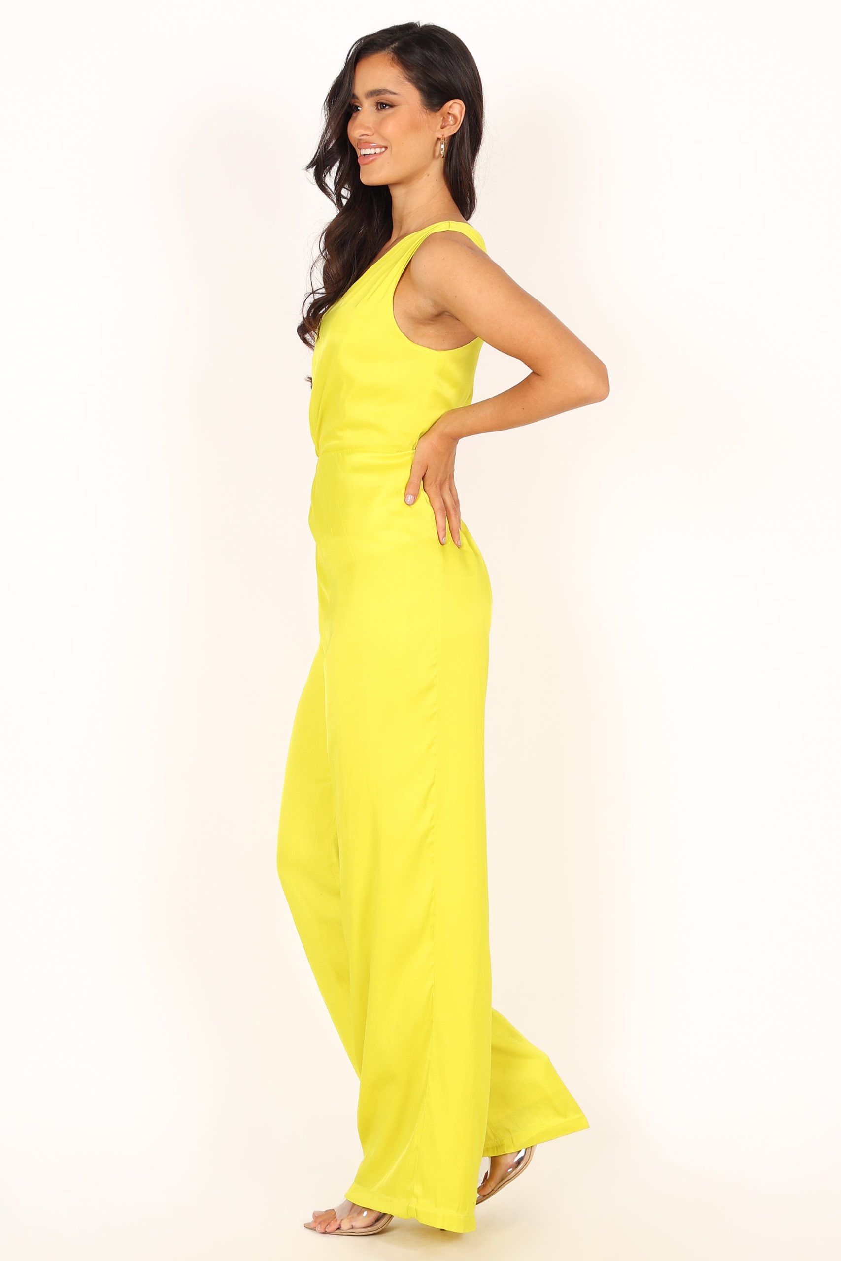 Isabel One Shoulder Jumpsuit - Lime - Image 7