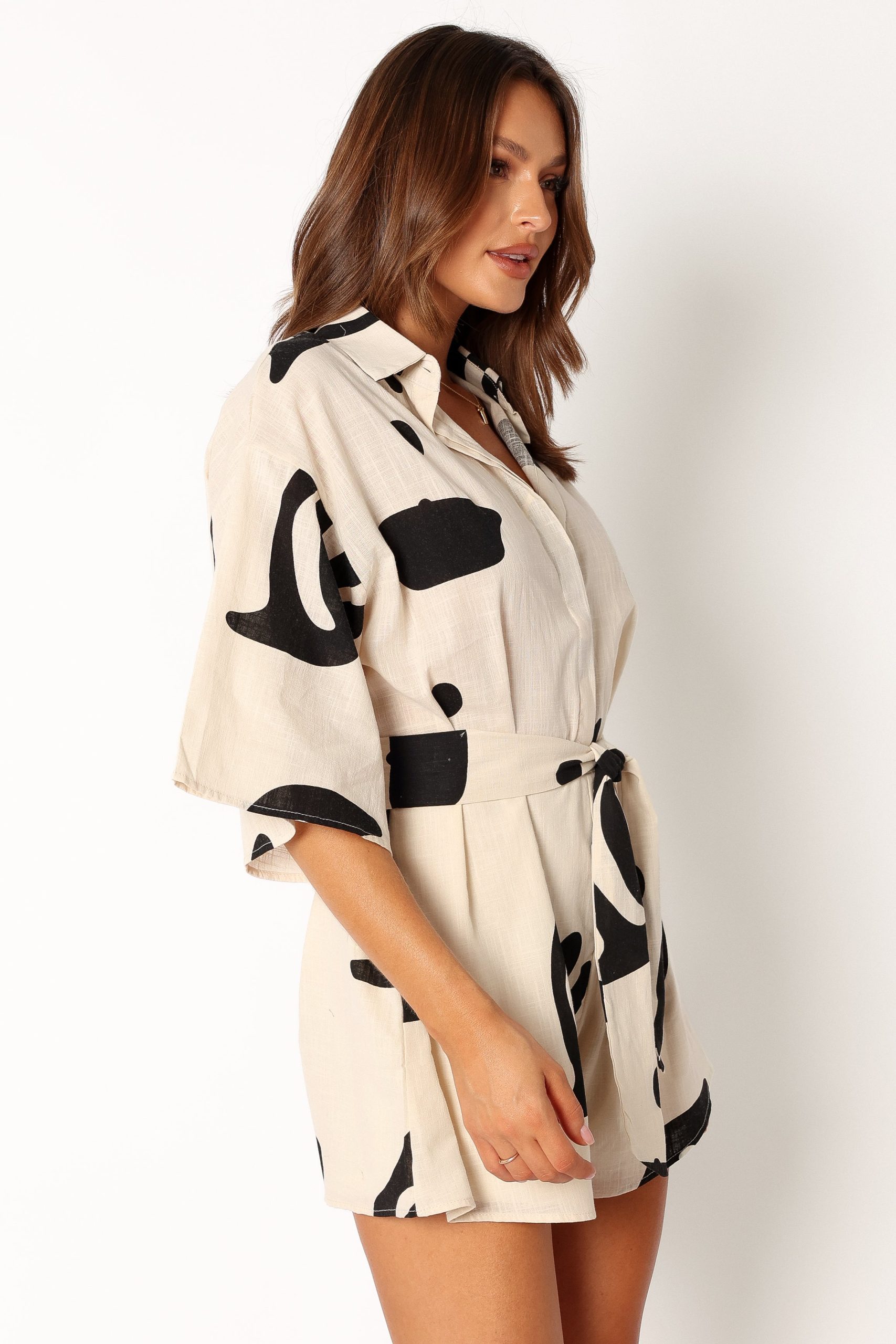 Kellie Romper - Beige Black - Image 3