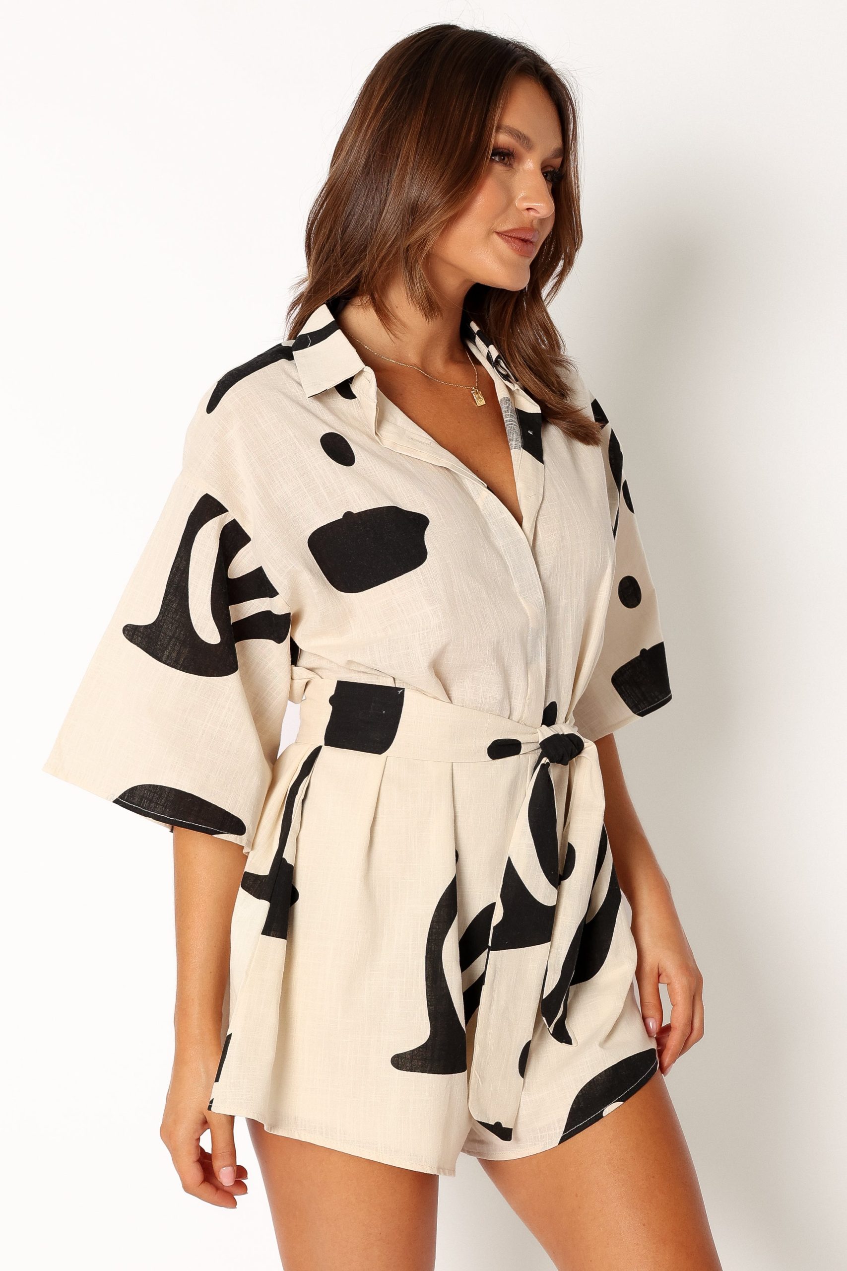 Kellie Romper - Beige Black - Image 2