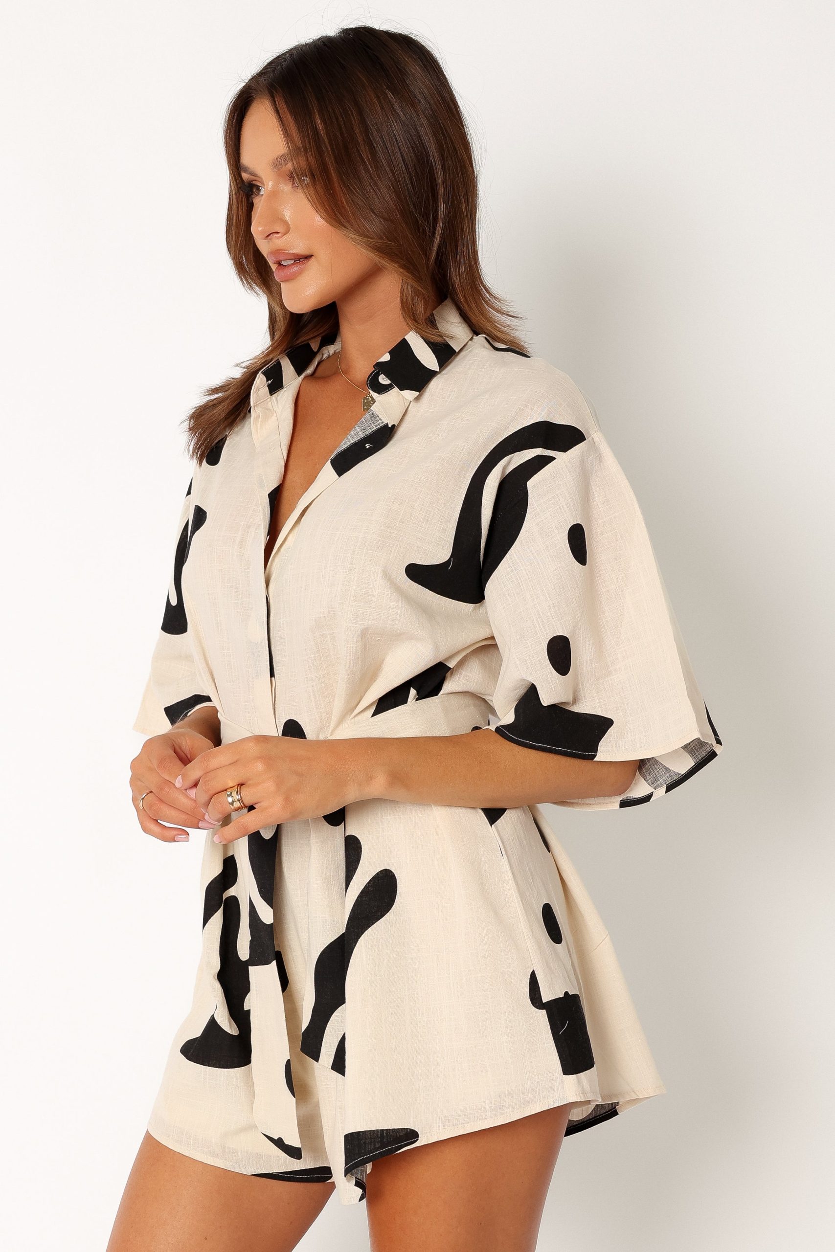 Kellie Romper - Beige Black - Image 5