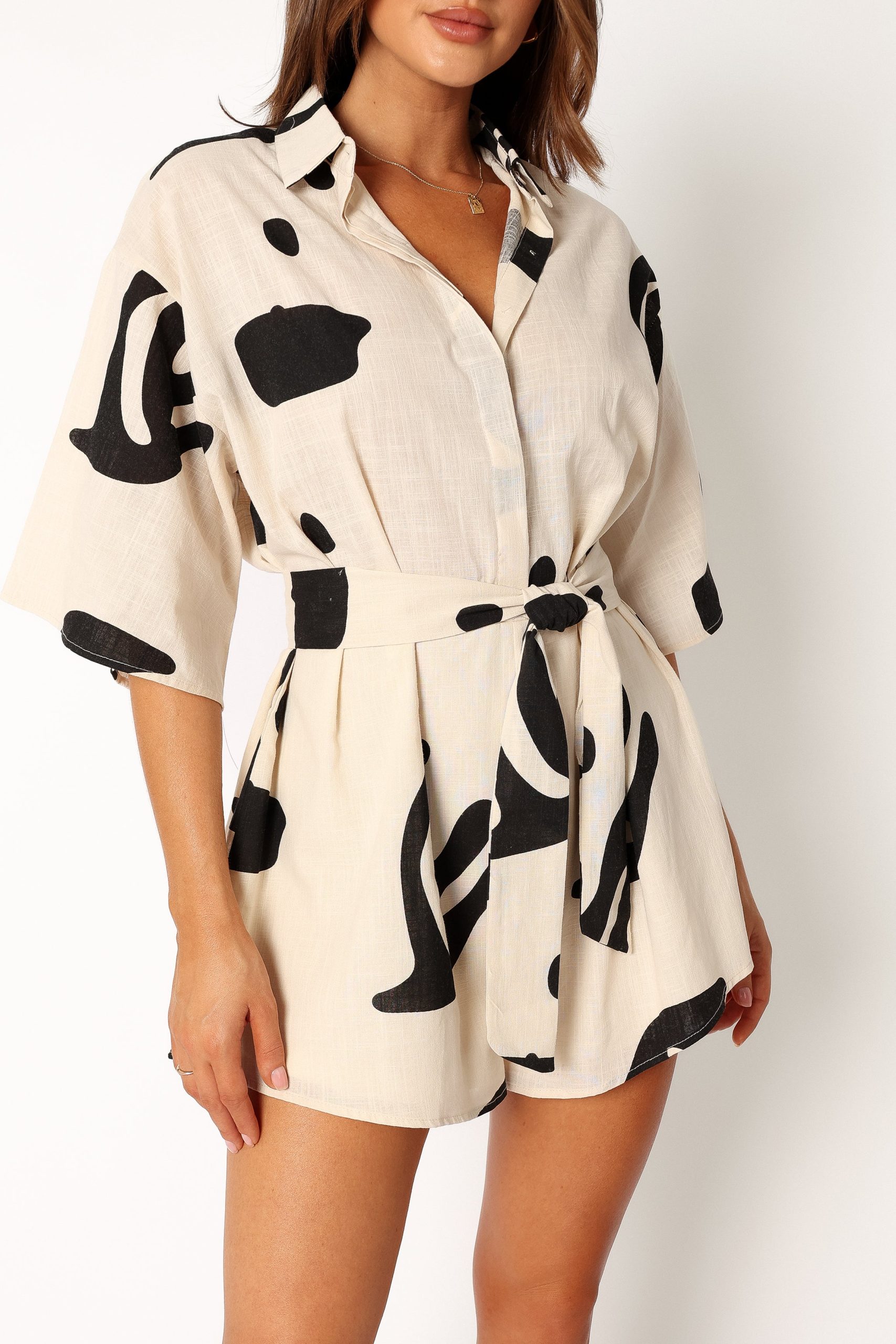 Kellie Romper - Beige Black - Image 7