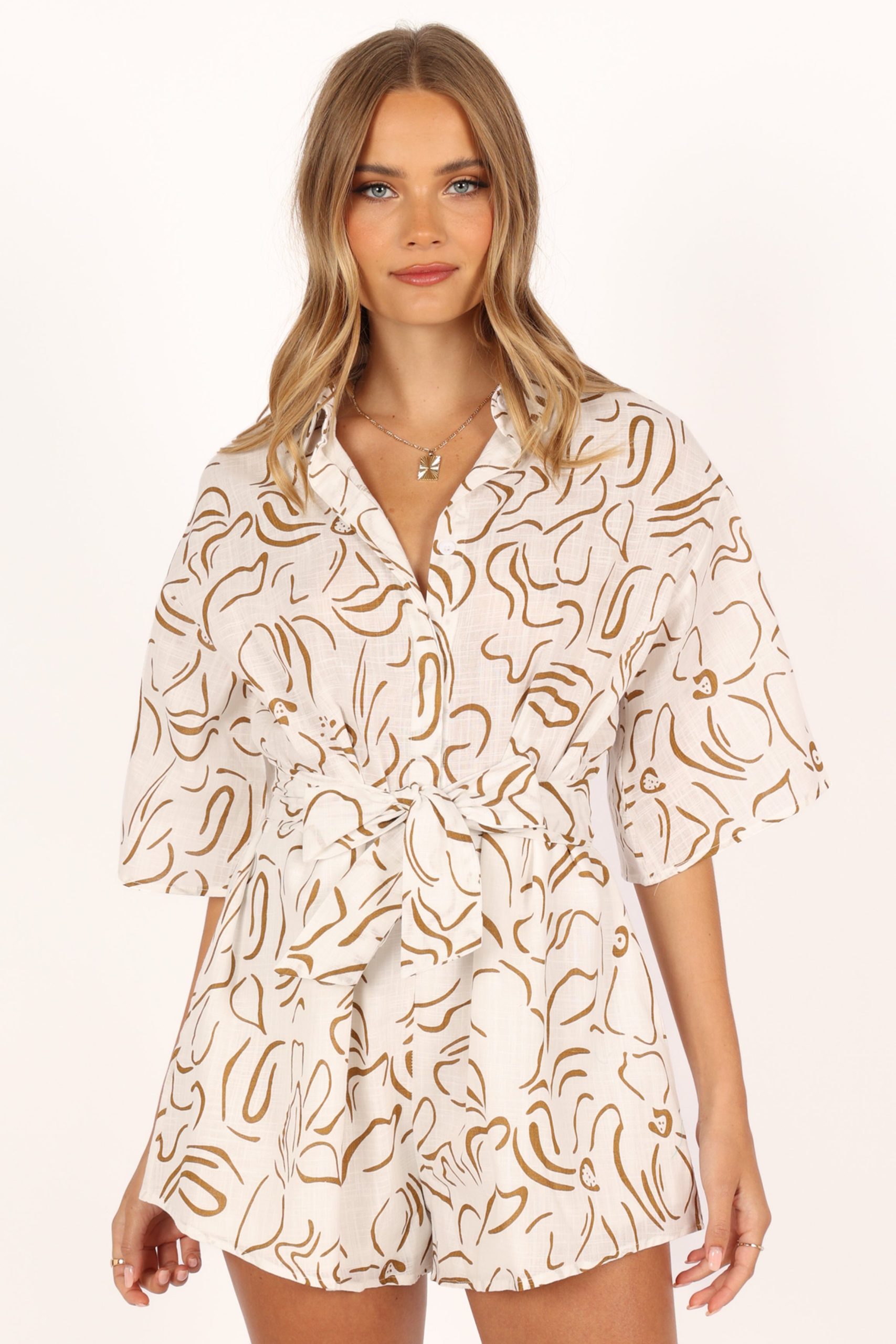 Kellie Romper - White/Beige - Image 9