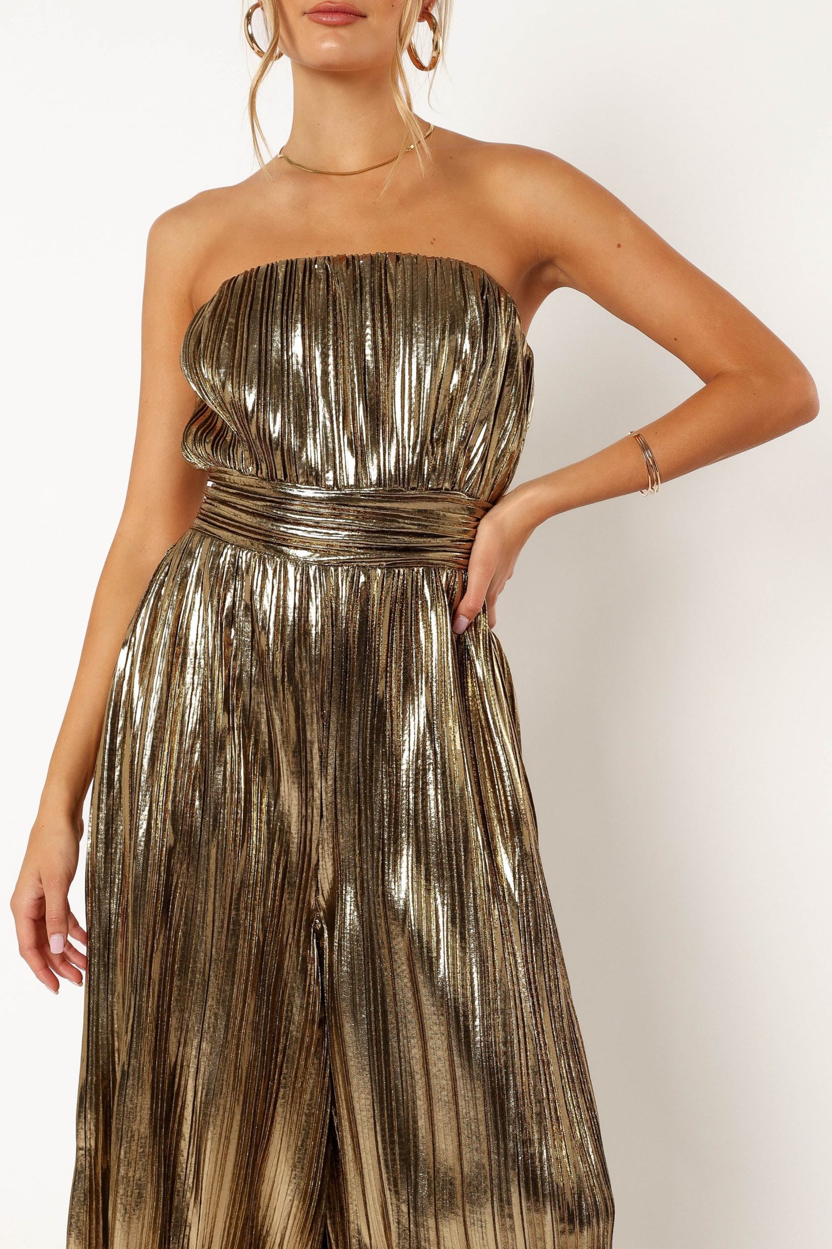 Kerry Pleat Jumpsuit - Gold - Image 7