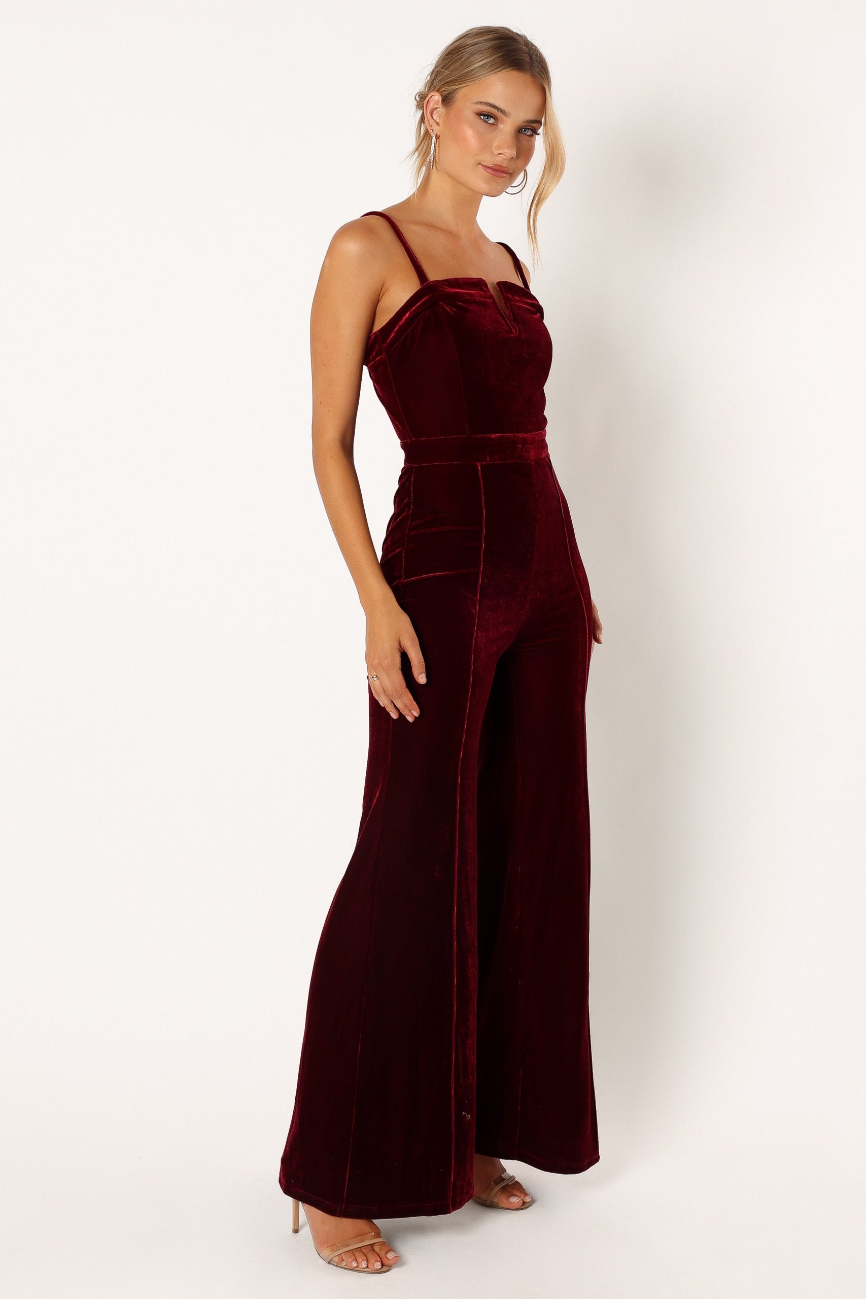 Lexie Velvet Jumpsuit - Burgundy - Image 3