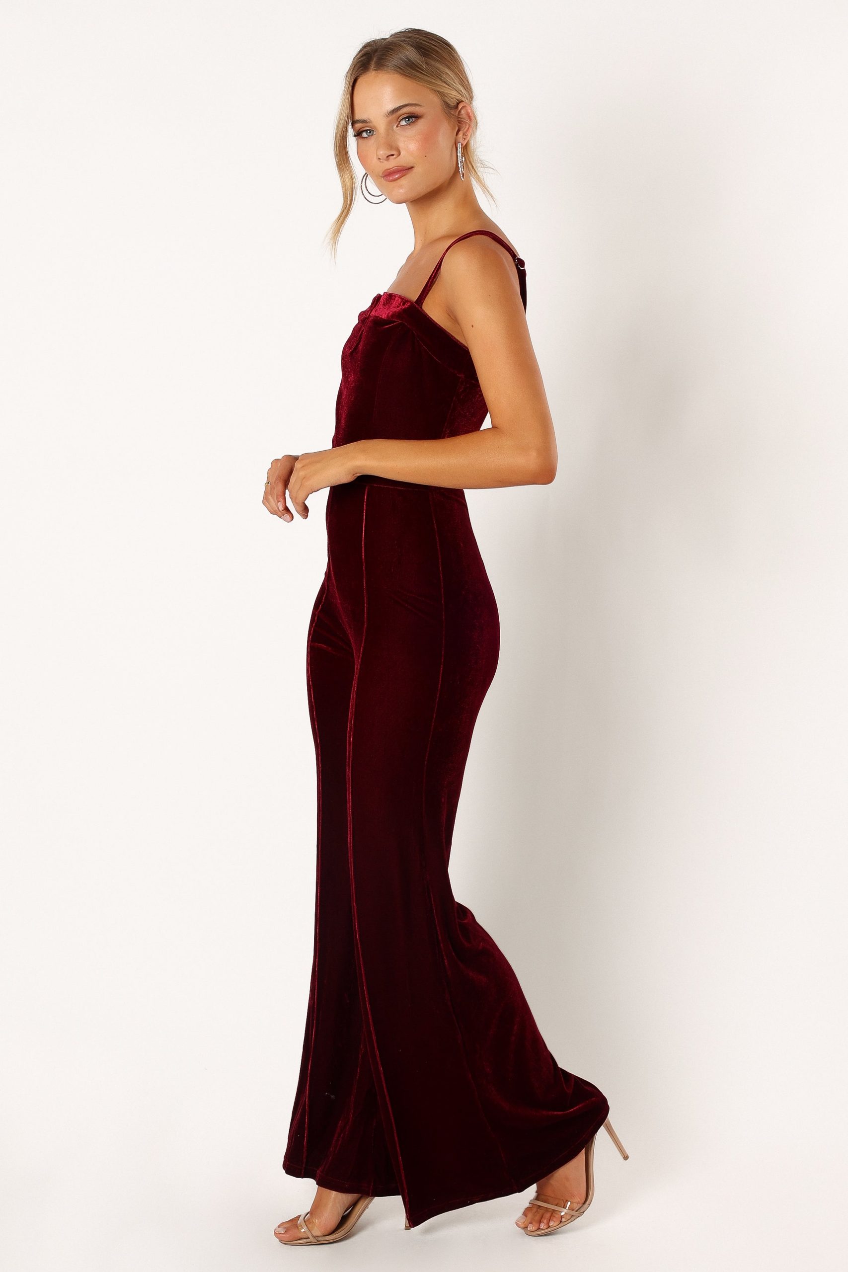 Lexie Velvet Jumpsuit - Burgundy - Image 5