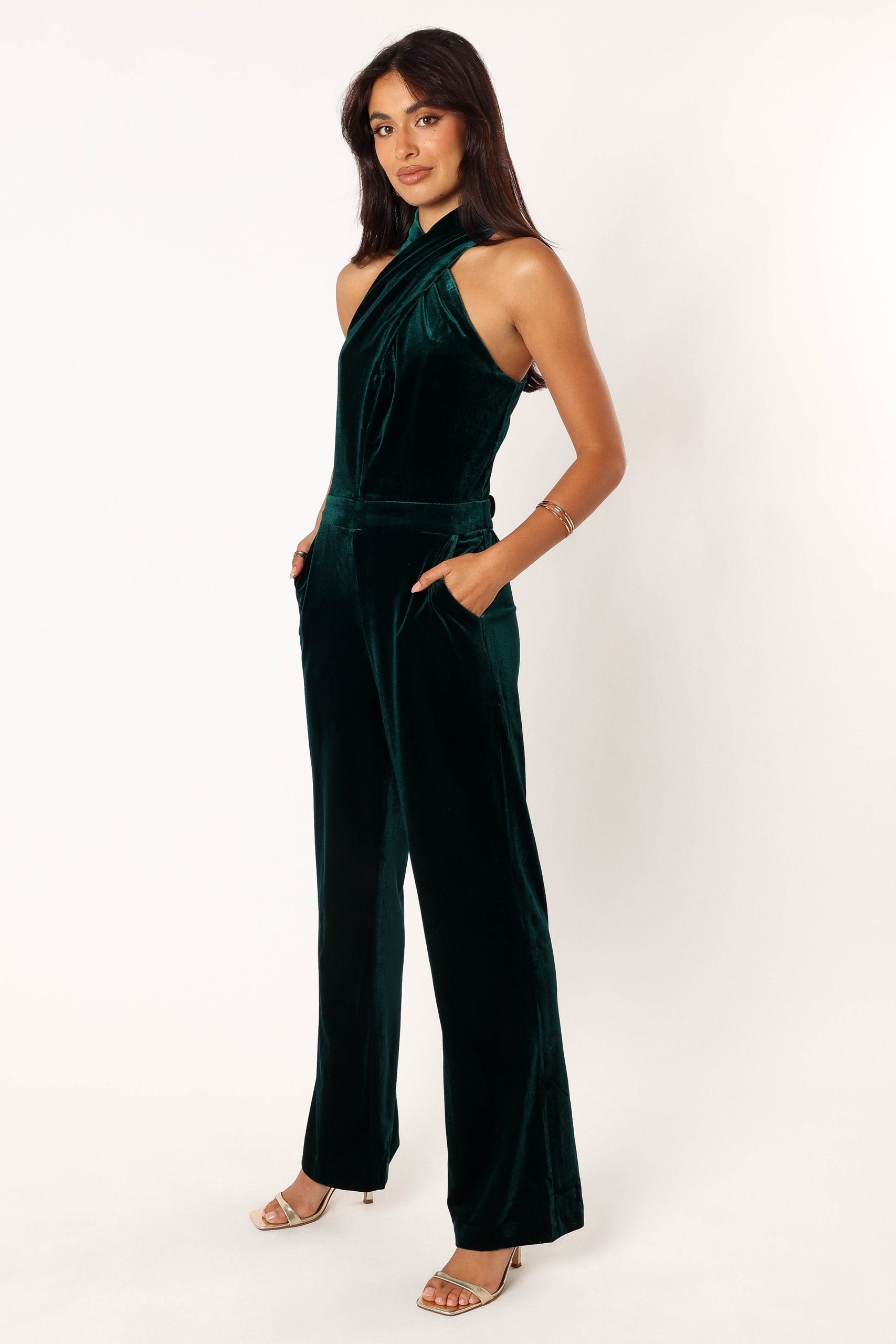 Liberty Velvet Jumpsuit - Hunter Green - Image 3
