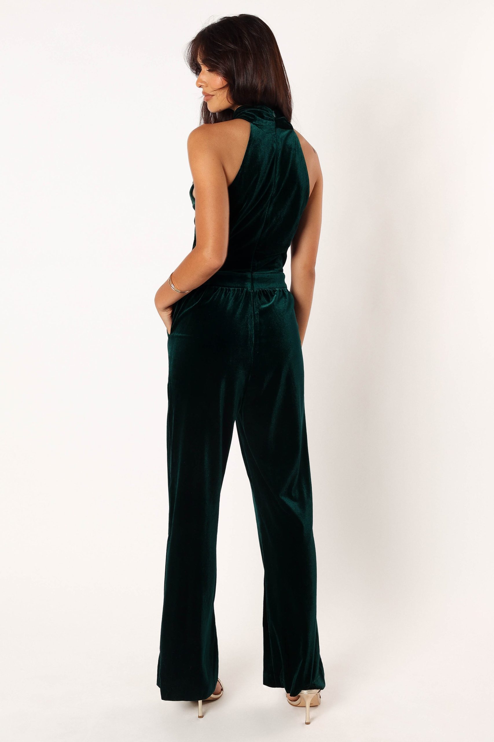 Liberty Velvet Jumpsuit - Hunter Green - Image 5