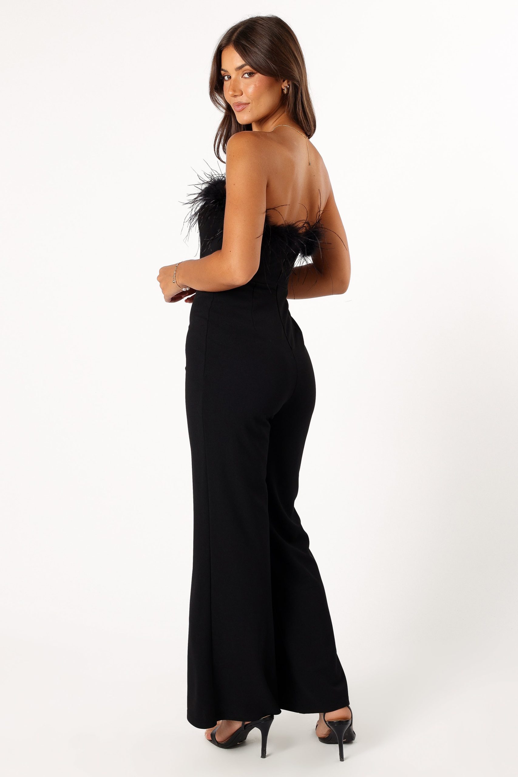 Louise Feather Trim Jumpsuit - Black - Image 8