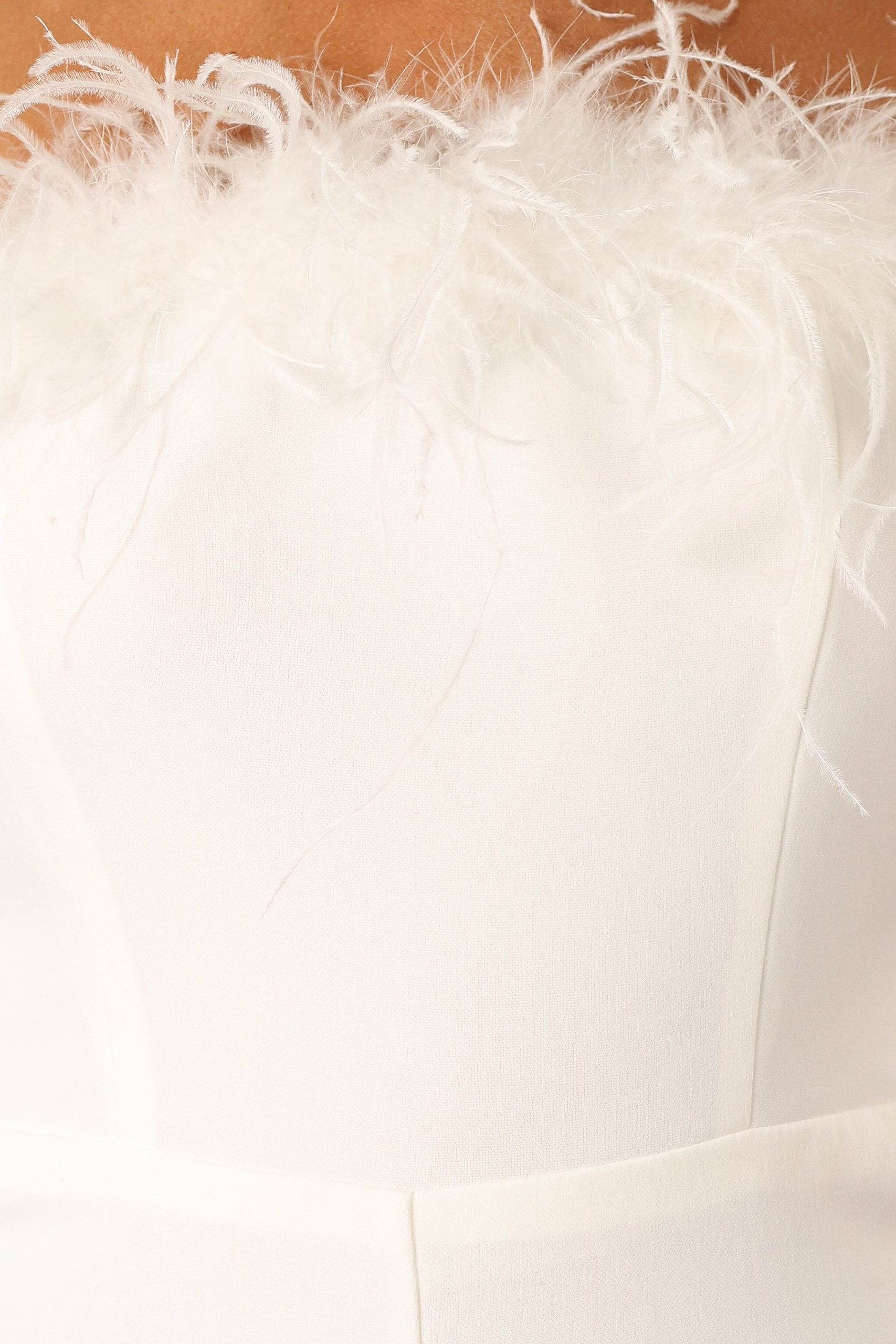 Louise Feather Trim Jumpsuit - White - Image 6