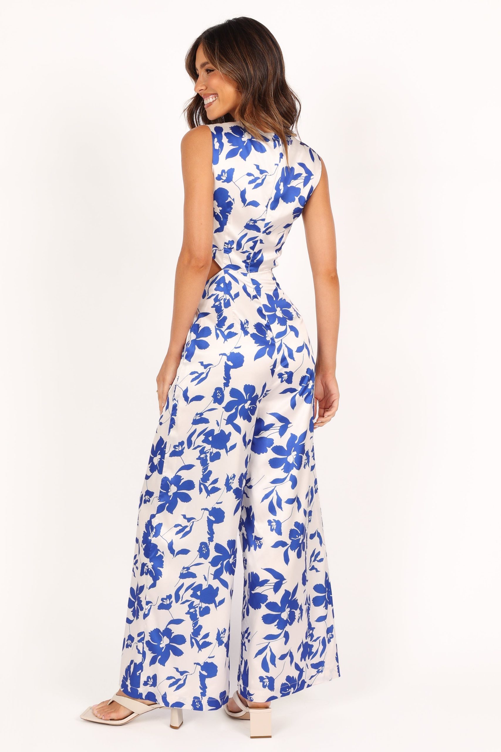 Lulu Wrap Front Jumpsuit - Blue Floral - Image 7