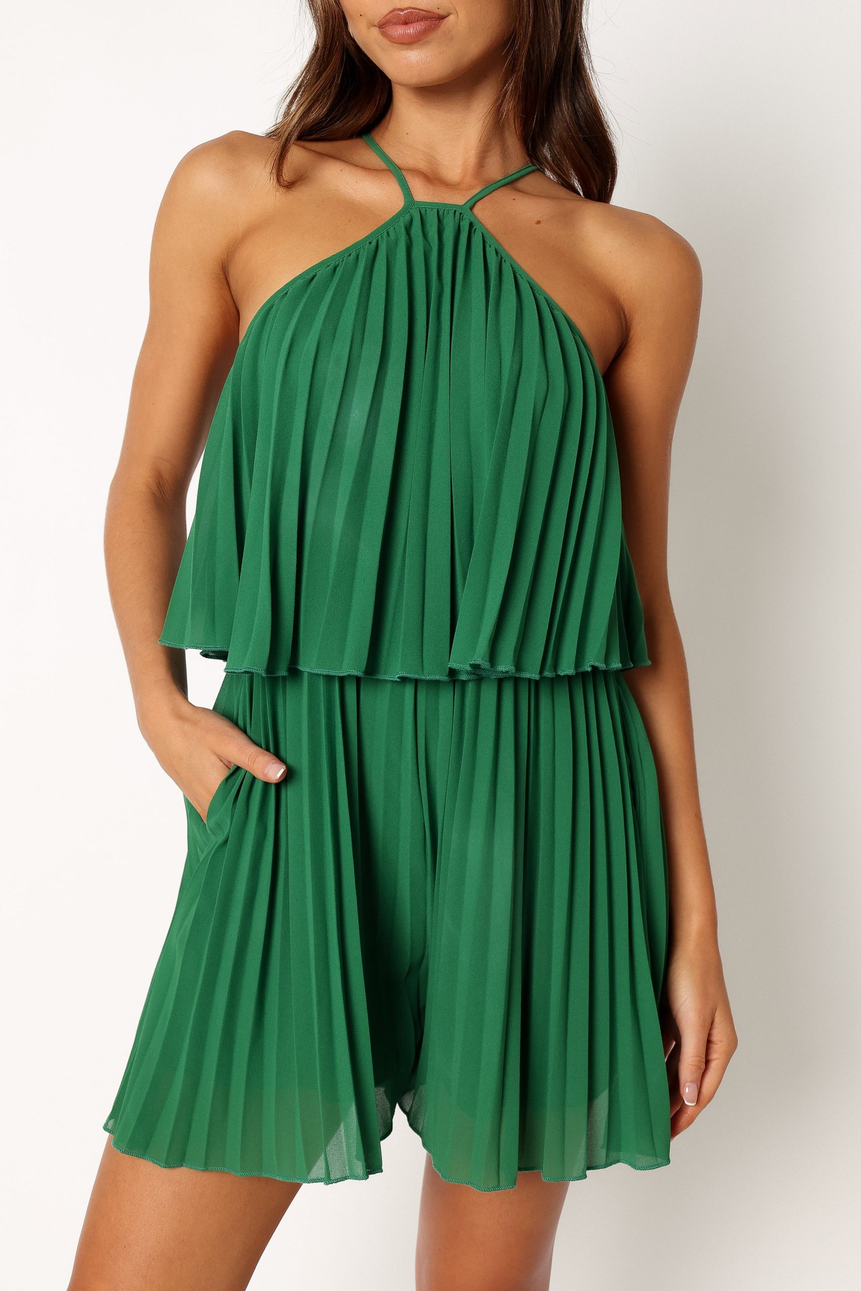 Magnolia Pleat Romper - Green - Image 10