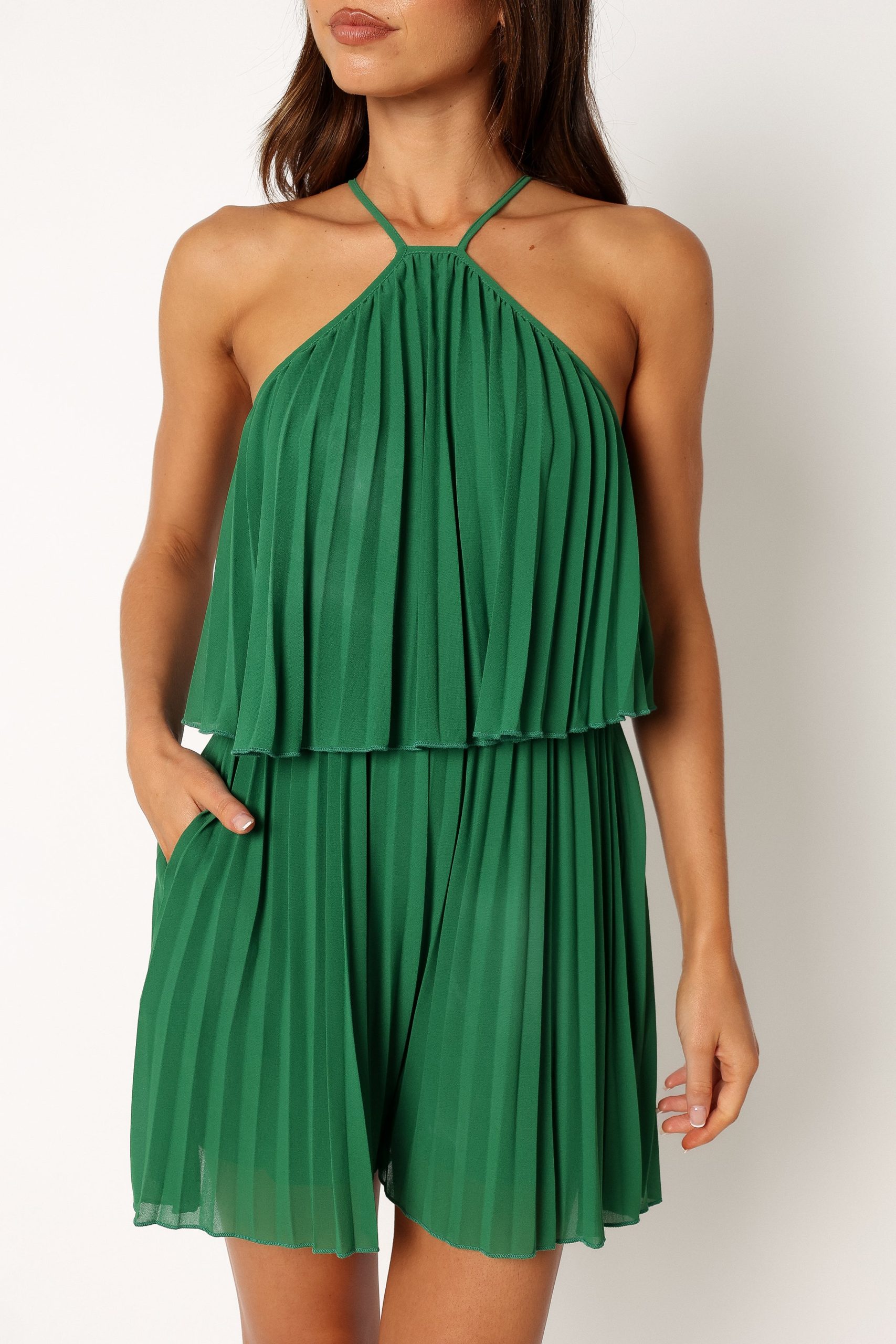 Magnolia Pleat Romper - Green - Image 6