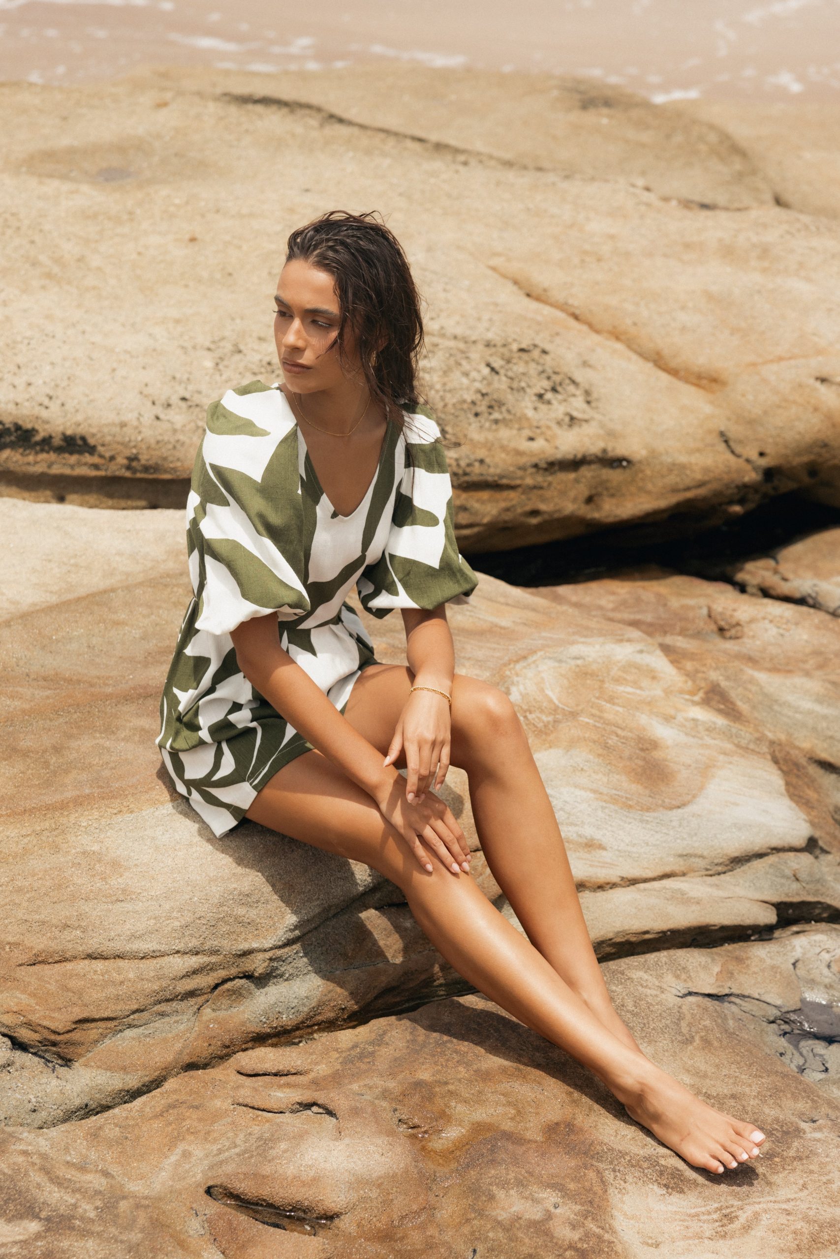 Matilda Romper - Olive Palm - Image 2