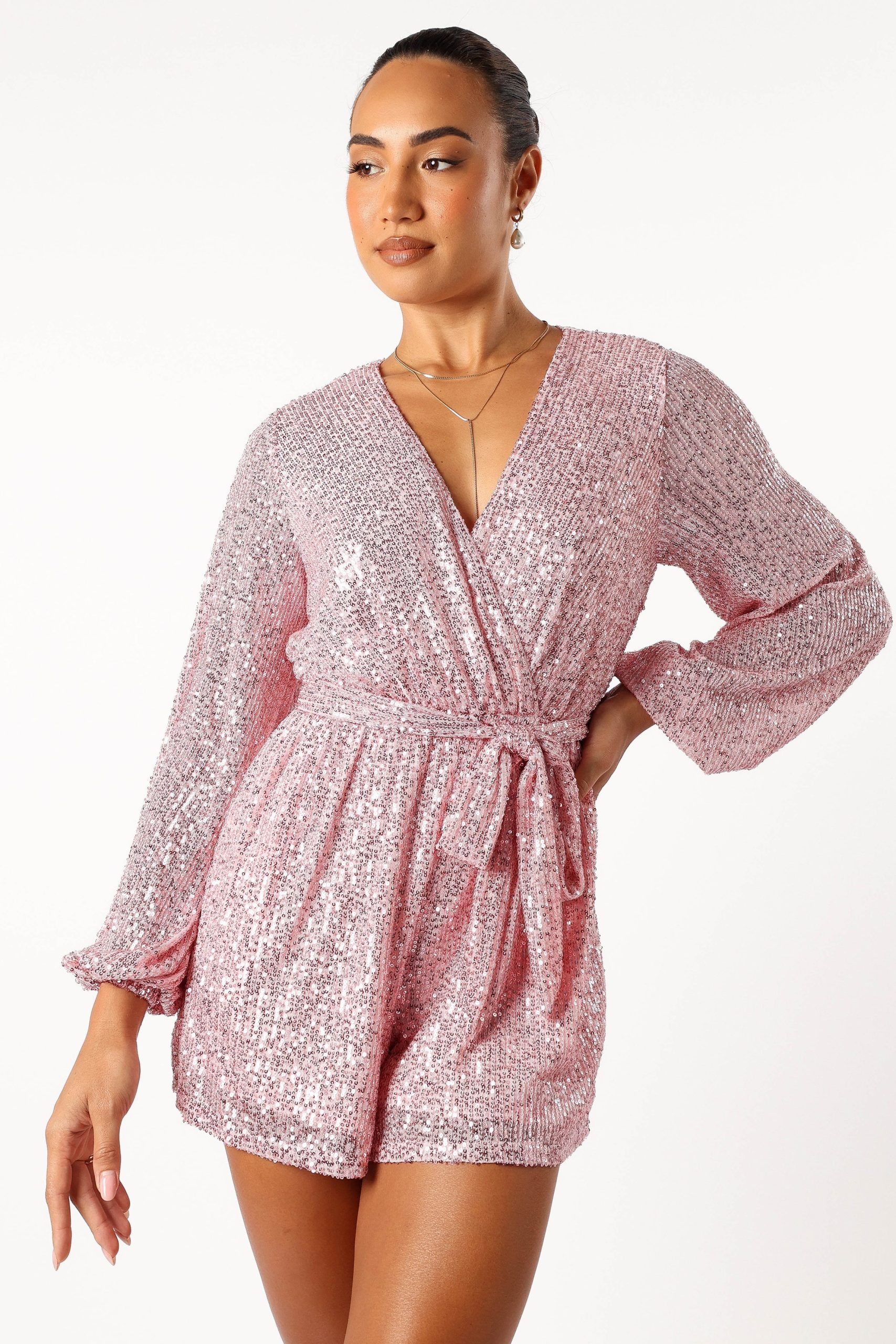 Monica Sequin Romper - Pink - Image 3