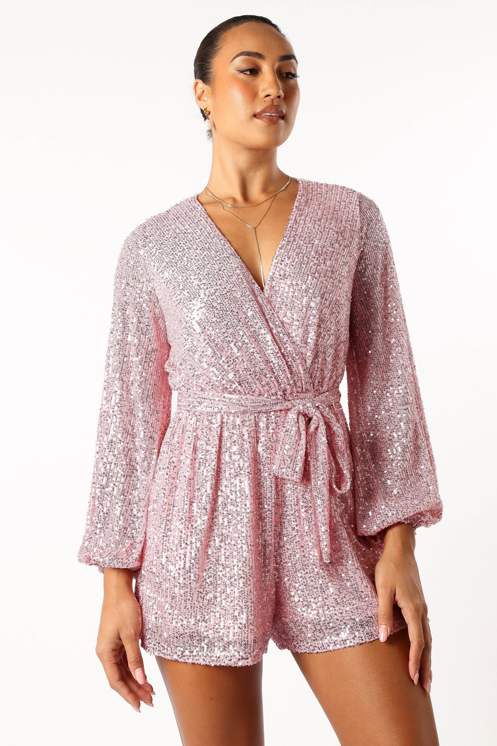 Monica Sequin Romper - Pink - Image 5