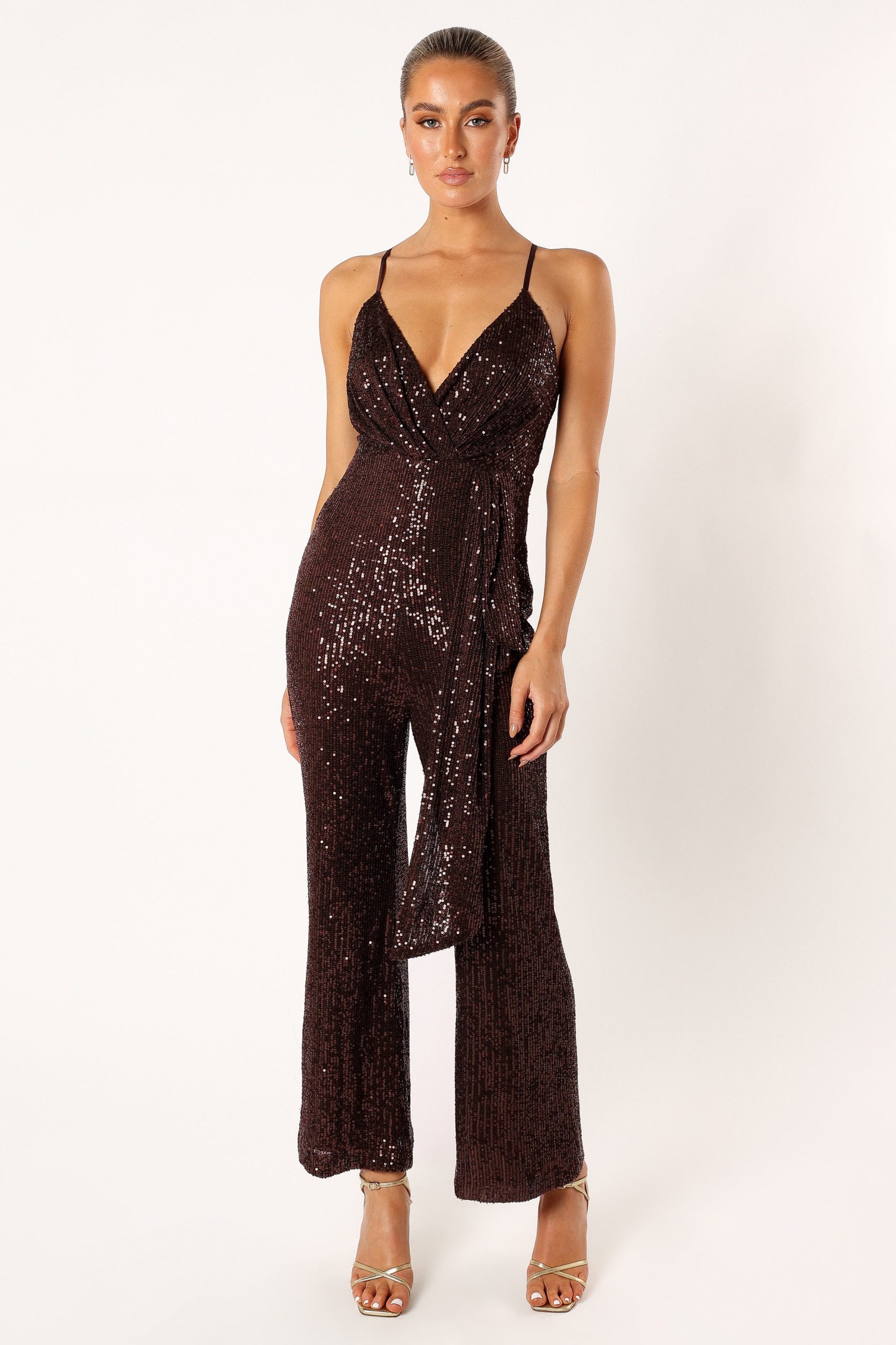 Monique Sequin Jumpsuit - Brown - Image 2