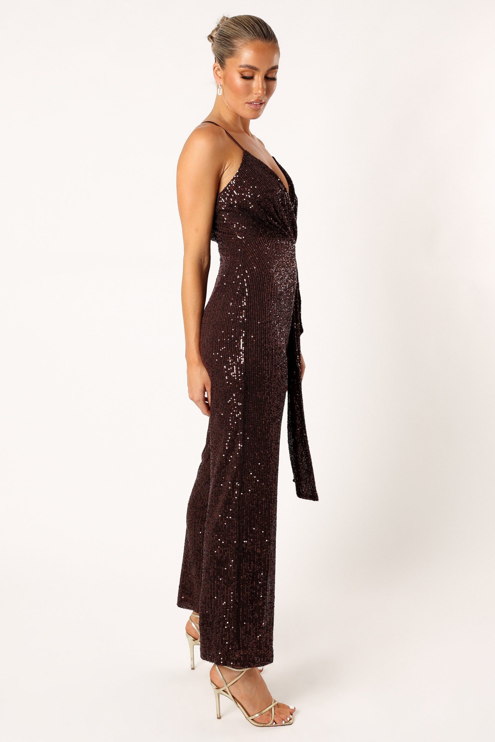 Monique Sequin Jumpsuit - Brown - Image 3