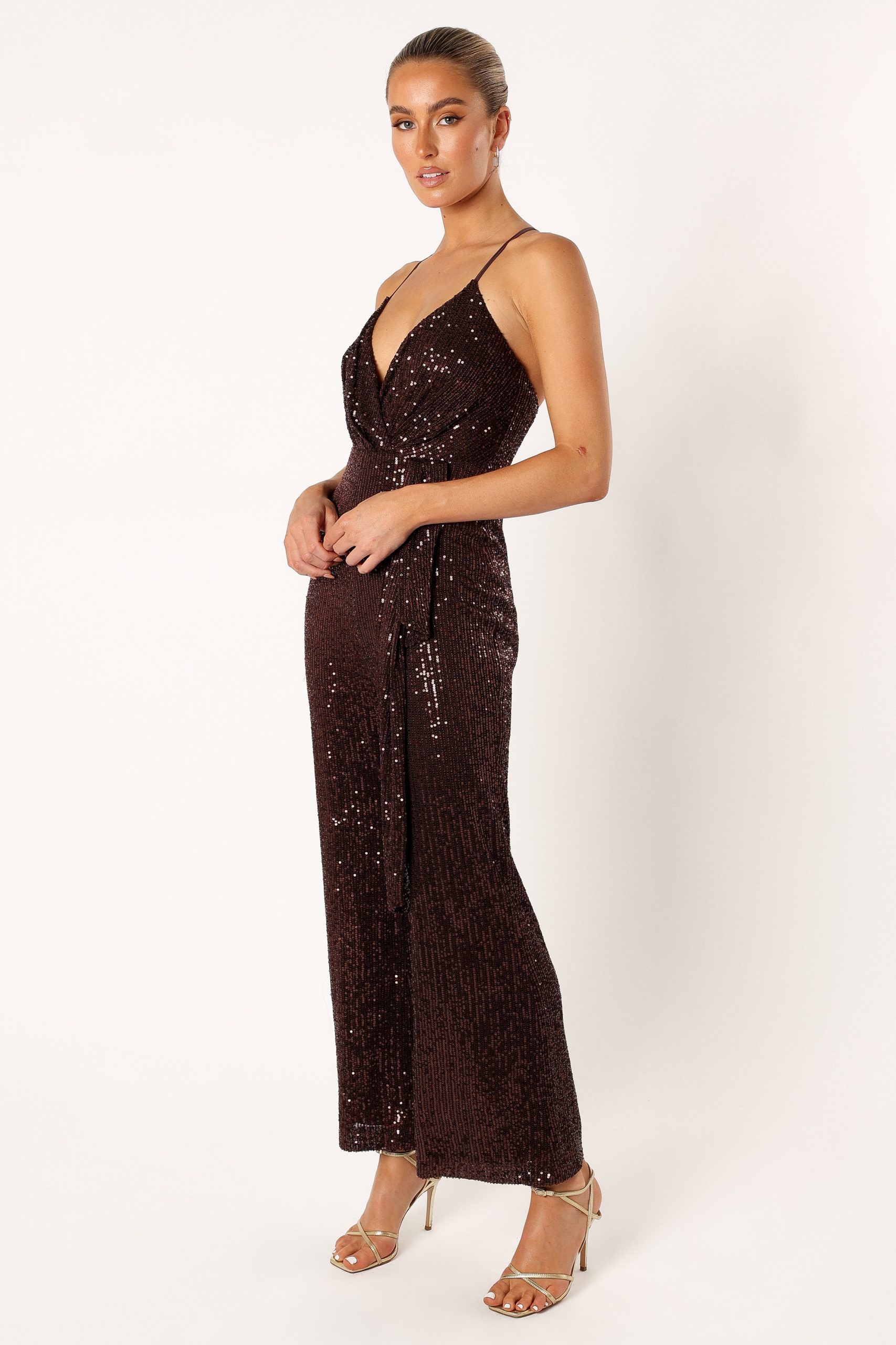 Monique Sequin Jumpsuit - Brown - Image 6