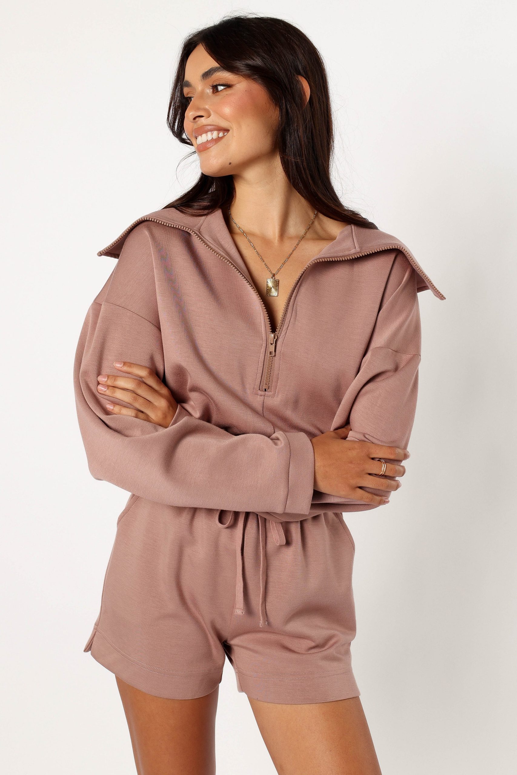 Peri Sweater Romper - Mocha - Image 5