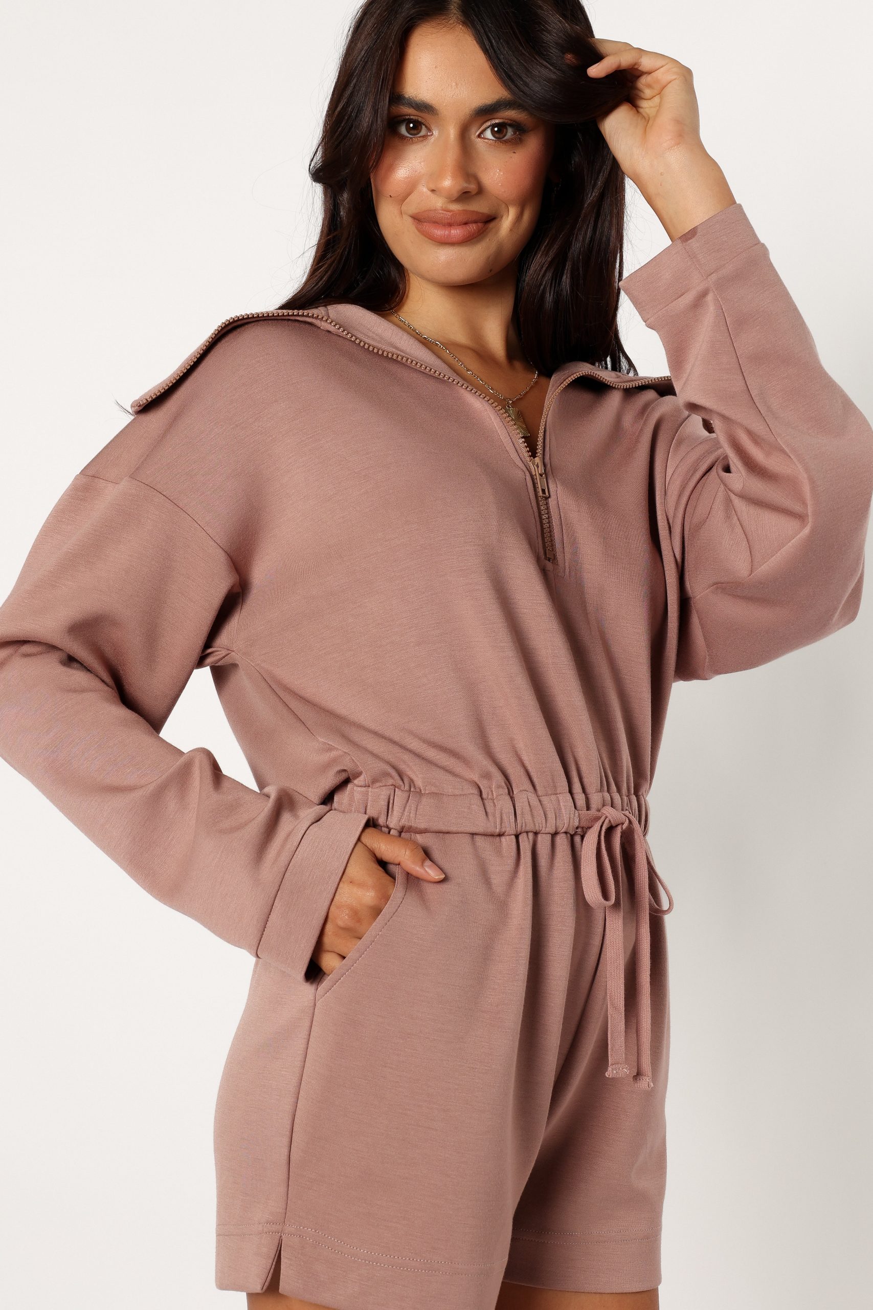 Peri Sweater Romper - Mocha - Image 2