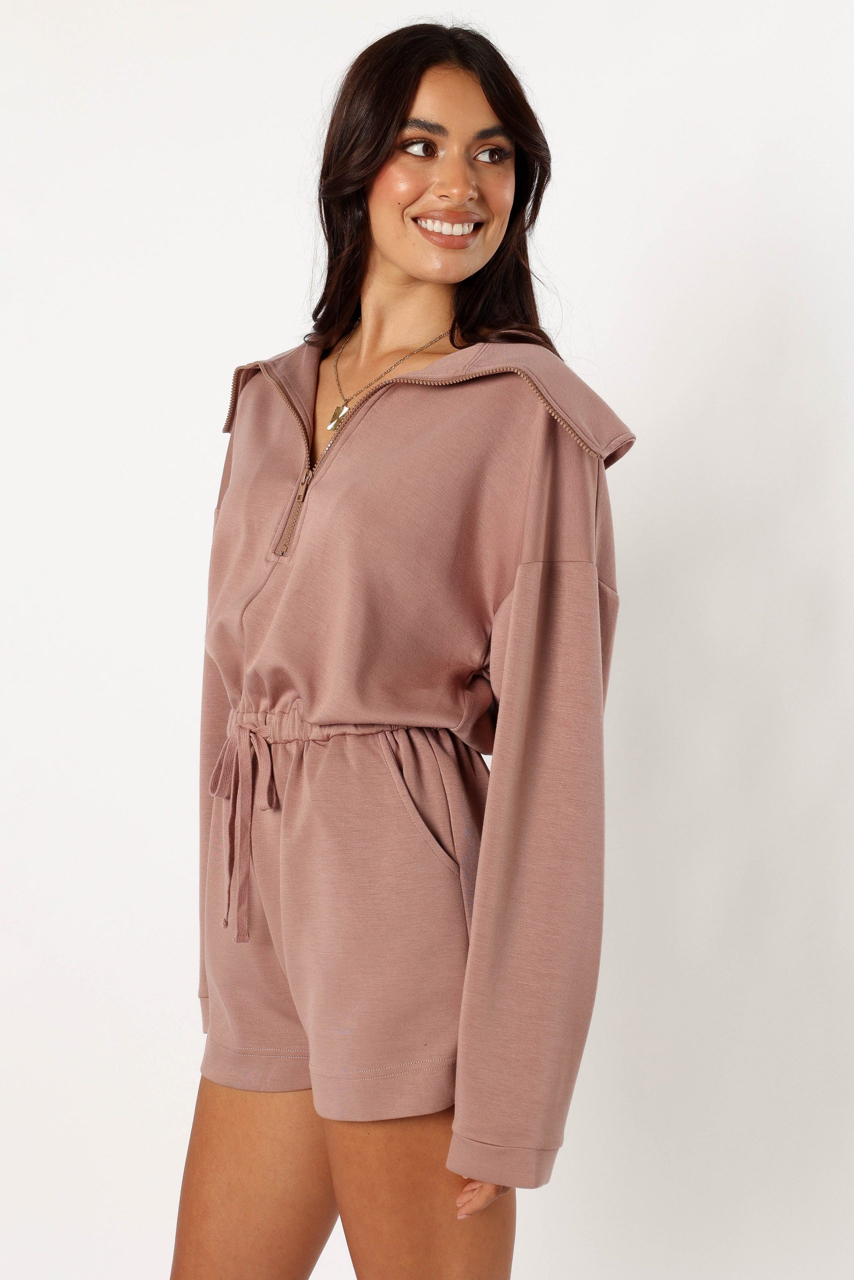 Peri Sweater Romper - Mocha - Image 4