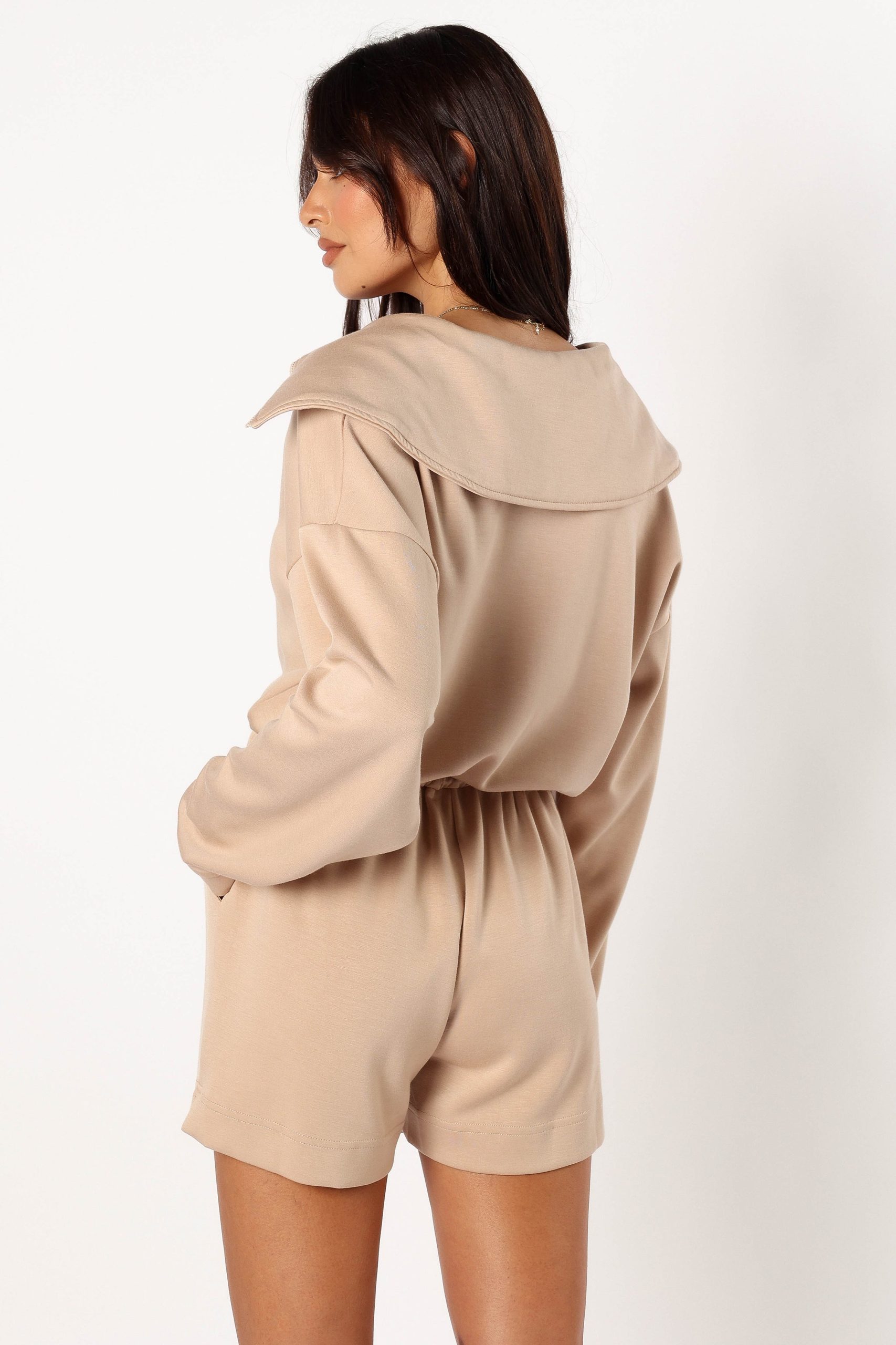 Peri Sweater Romper - Tan - Image 2