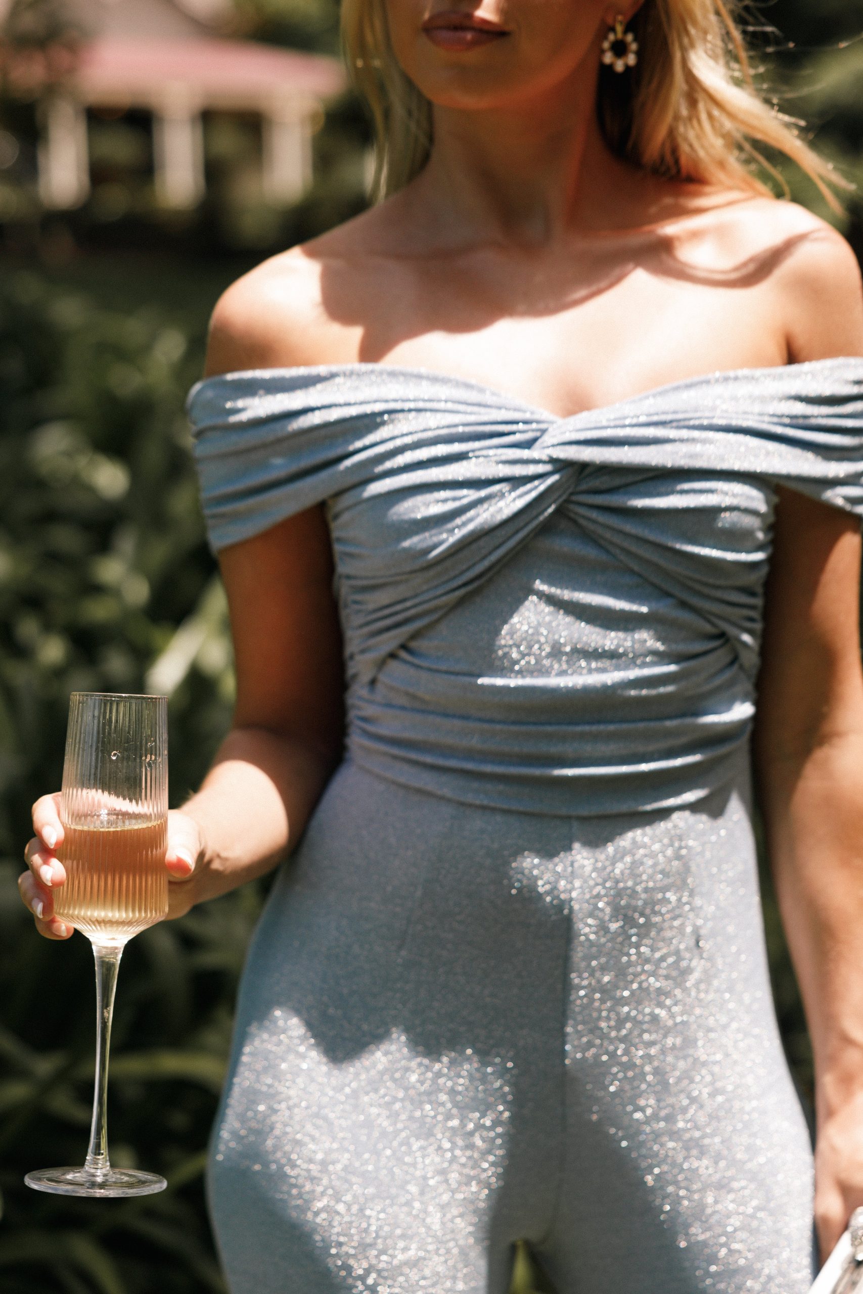 Sharnie Off Shoulder Jumpsuit - Blue - Image 3