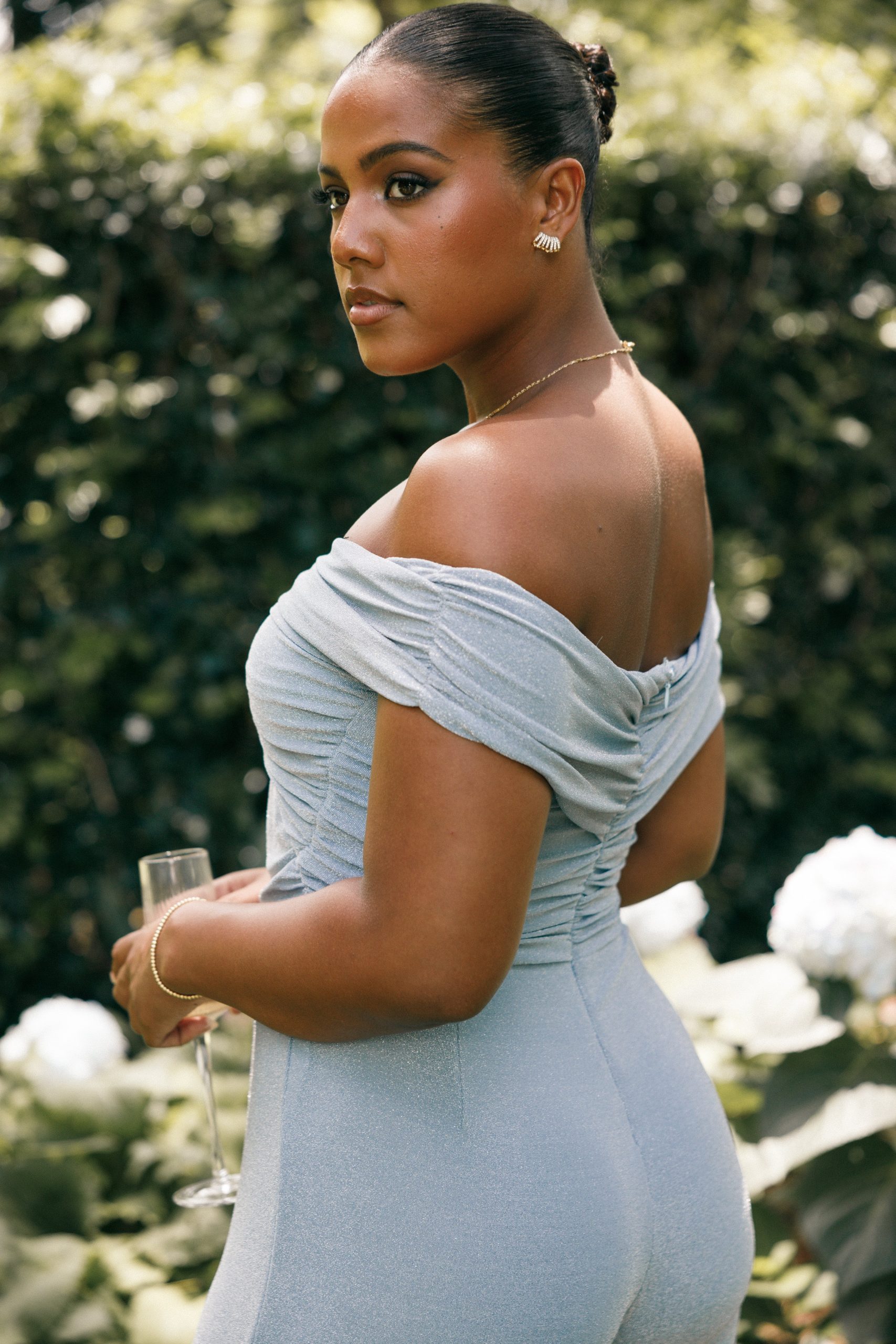 Sharnie Off Shoulder Jumpsuit - Blue - Image 4
