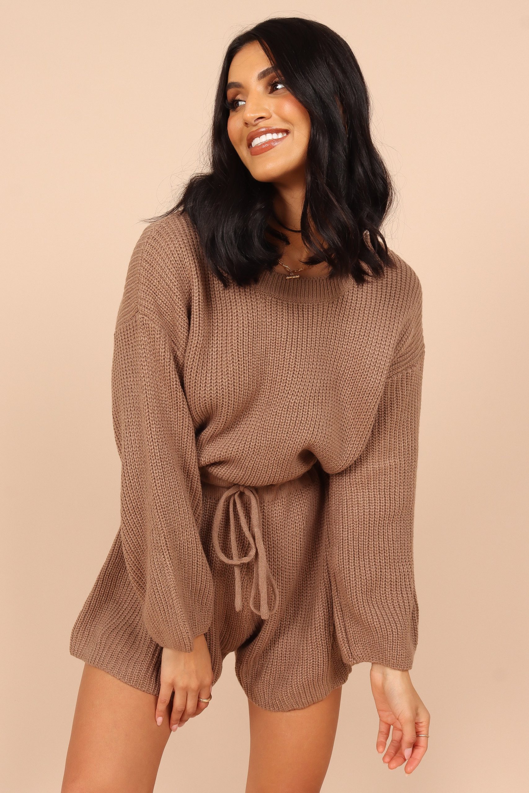 Sloane Sweater Romper - Mocha - Image 7