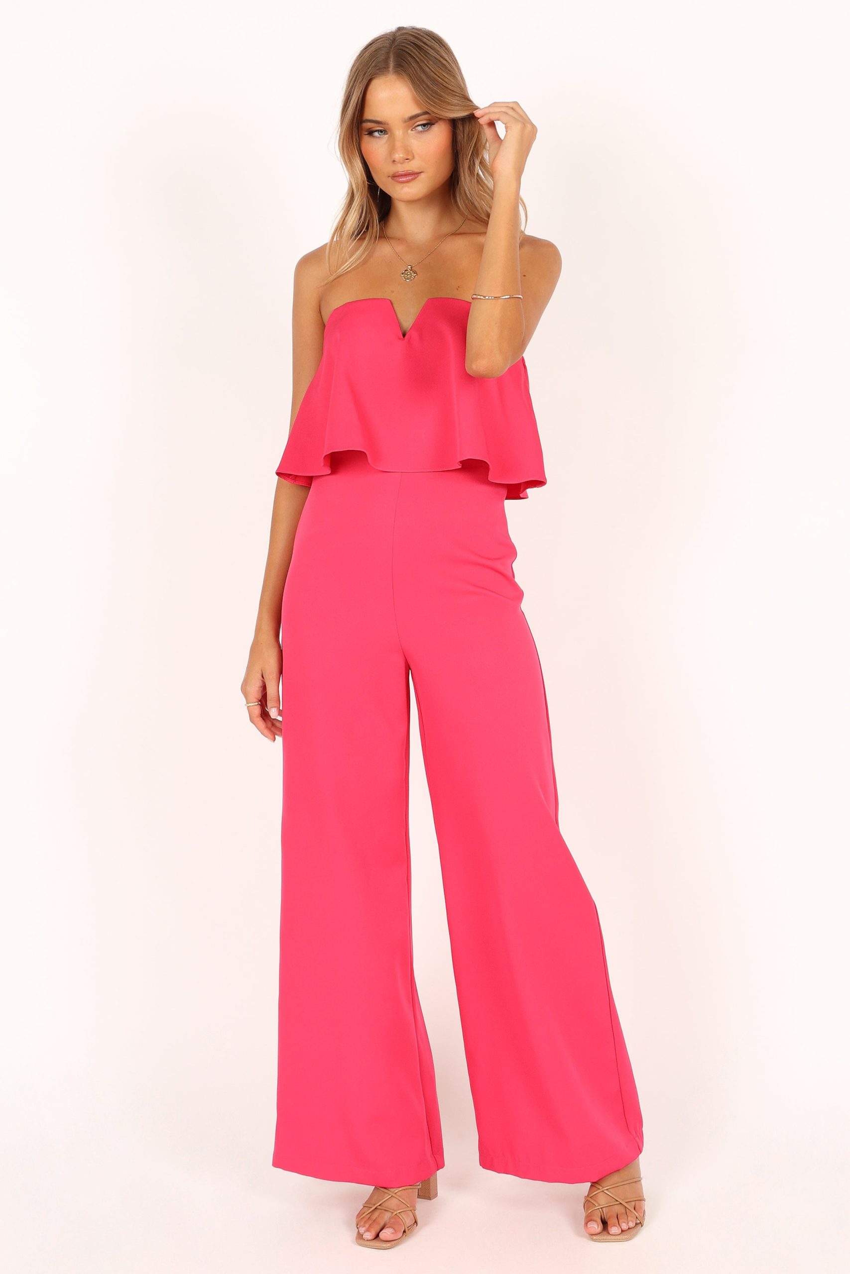Sonny Strapless Jumpsuit - Hot Pink - Image 4