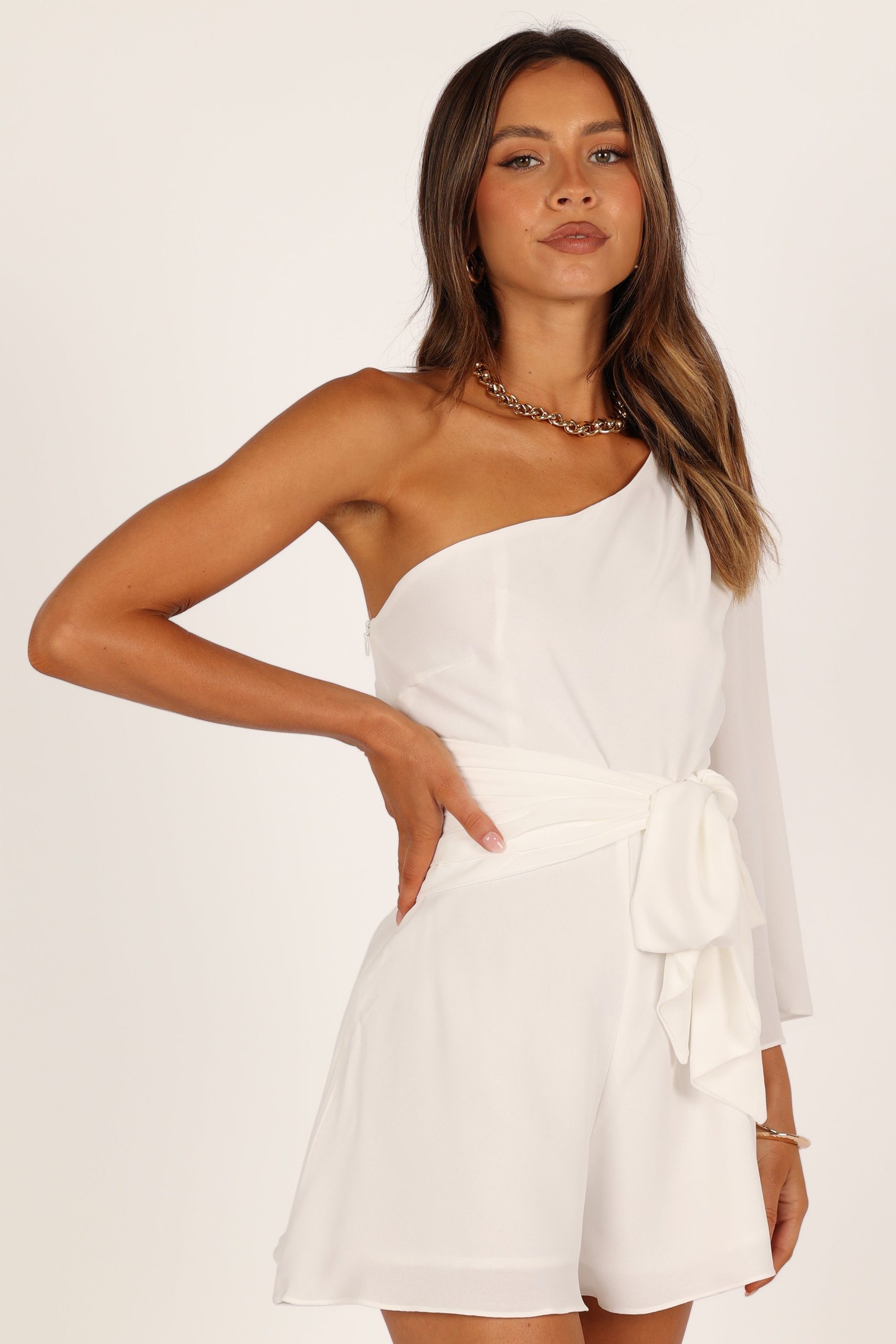 Tien One Sleeve Romper - White - Image 6