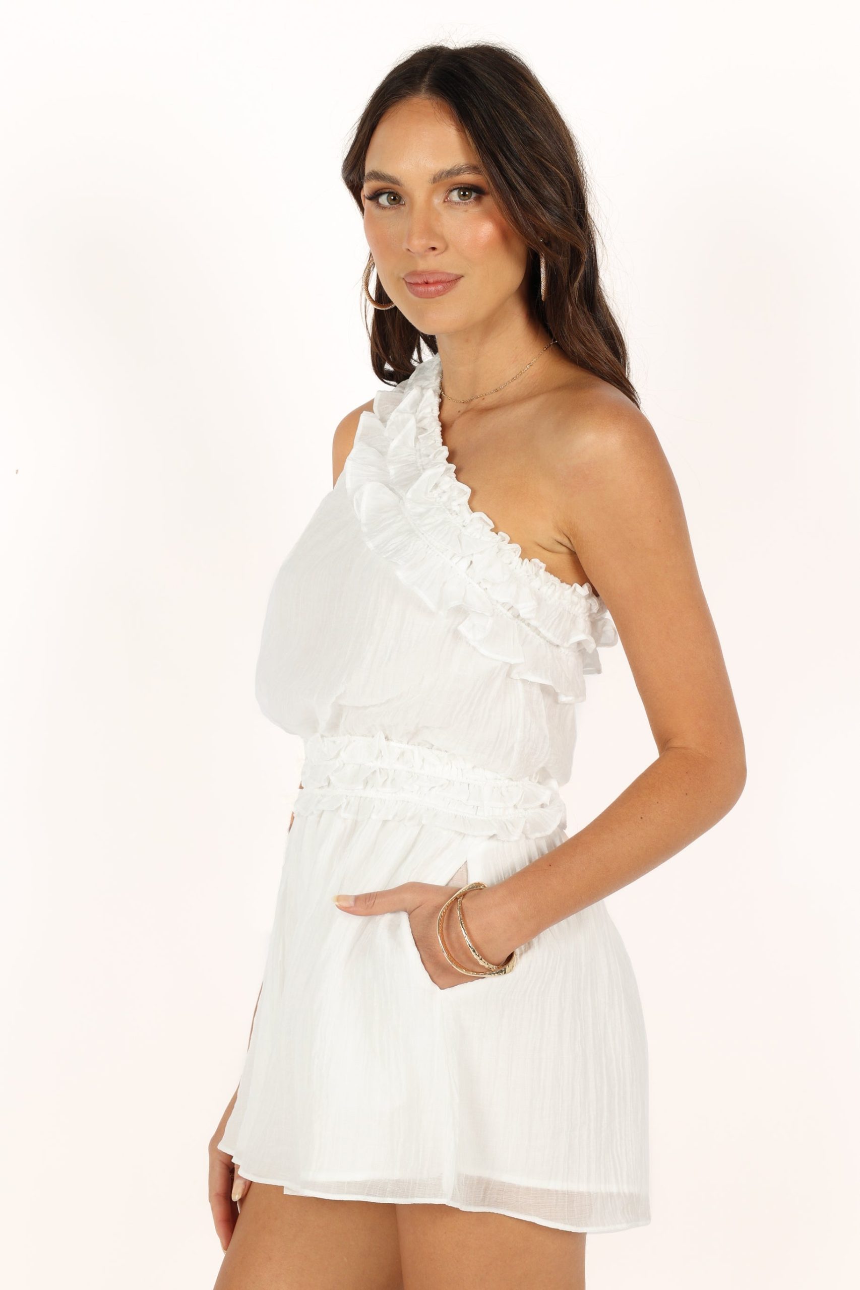 Tilly One Shoulder Romper - White - Image 7
