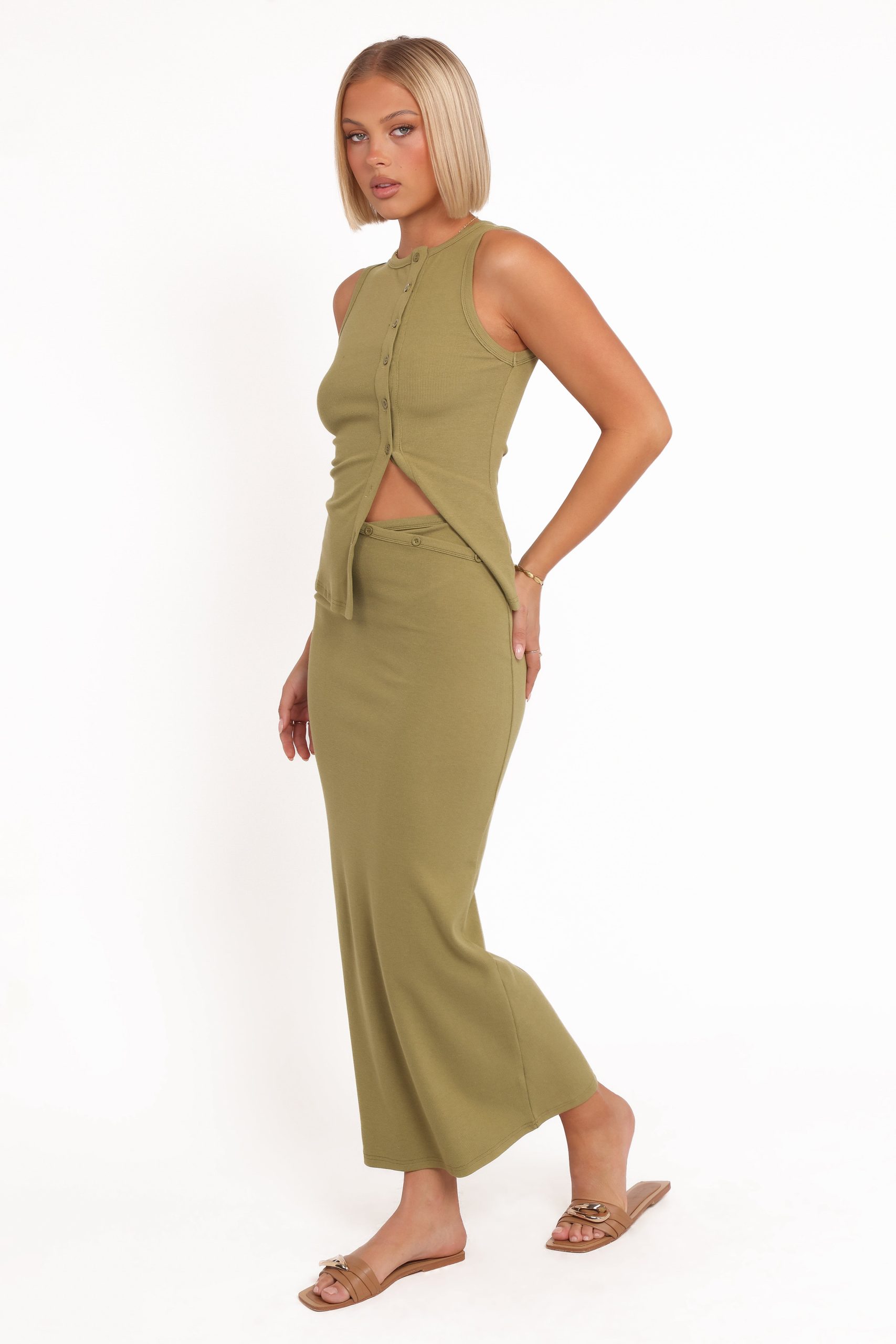 Adeline Two Piece Set - Olive Green - Image 3