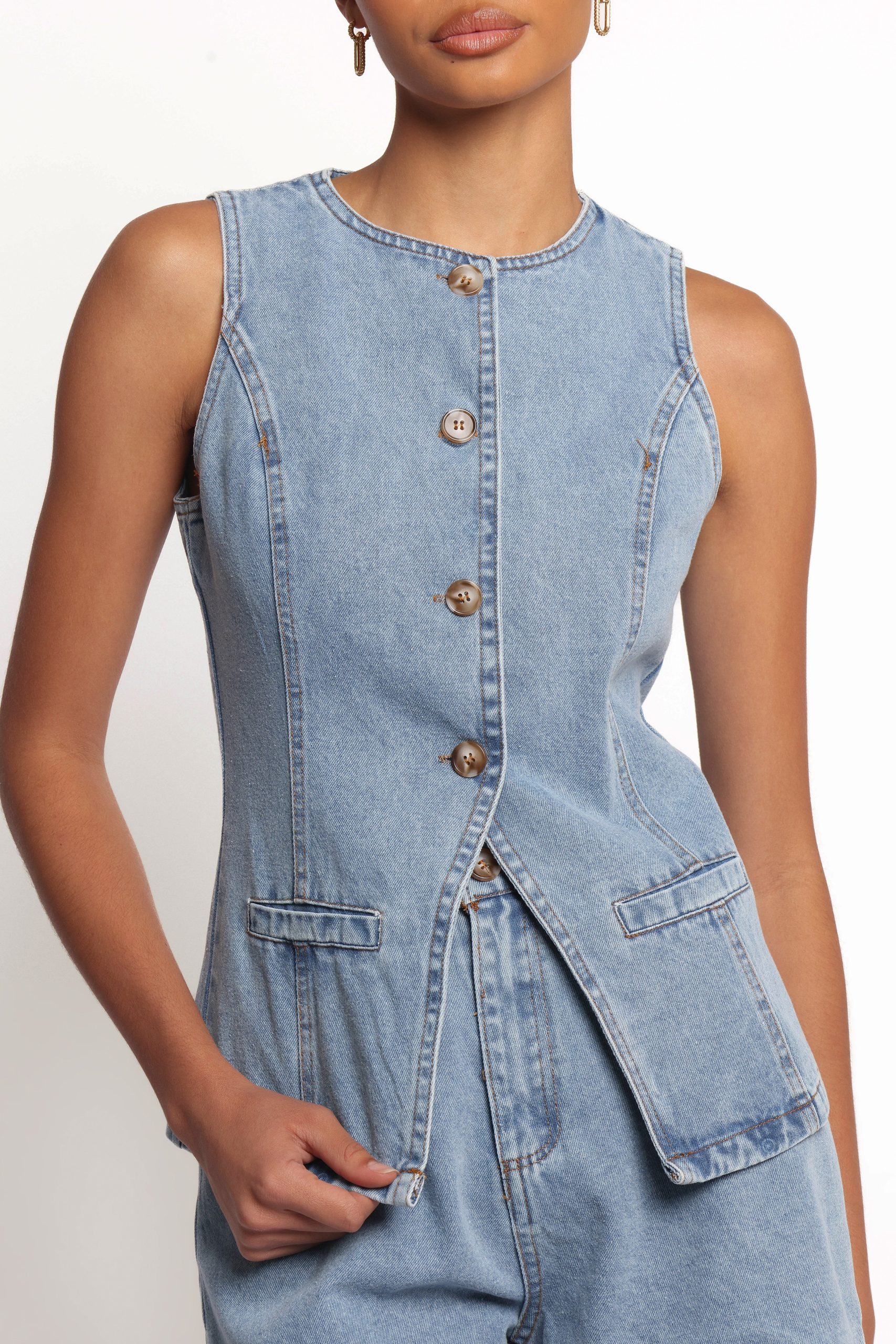 Almana Denim Short Set - Medium Blue - Image 2