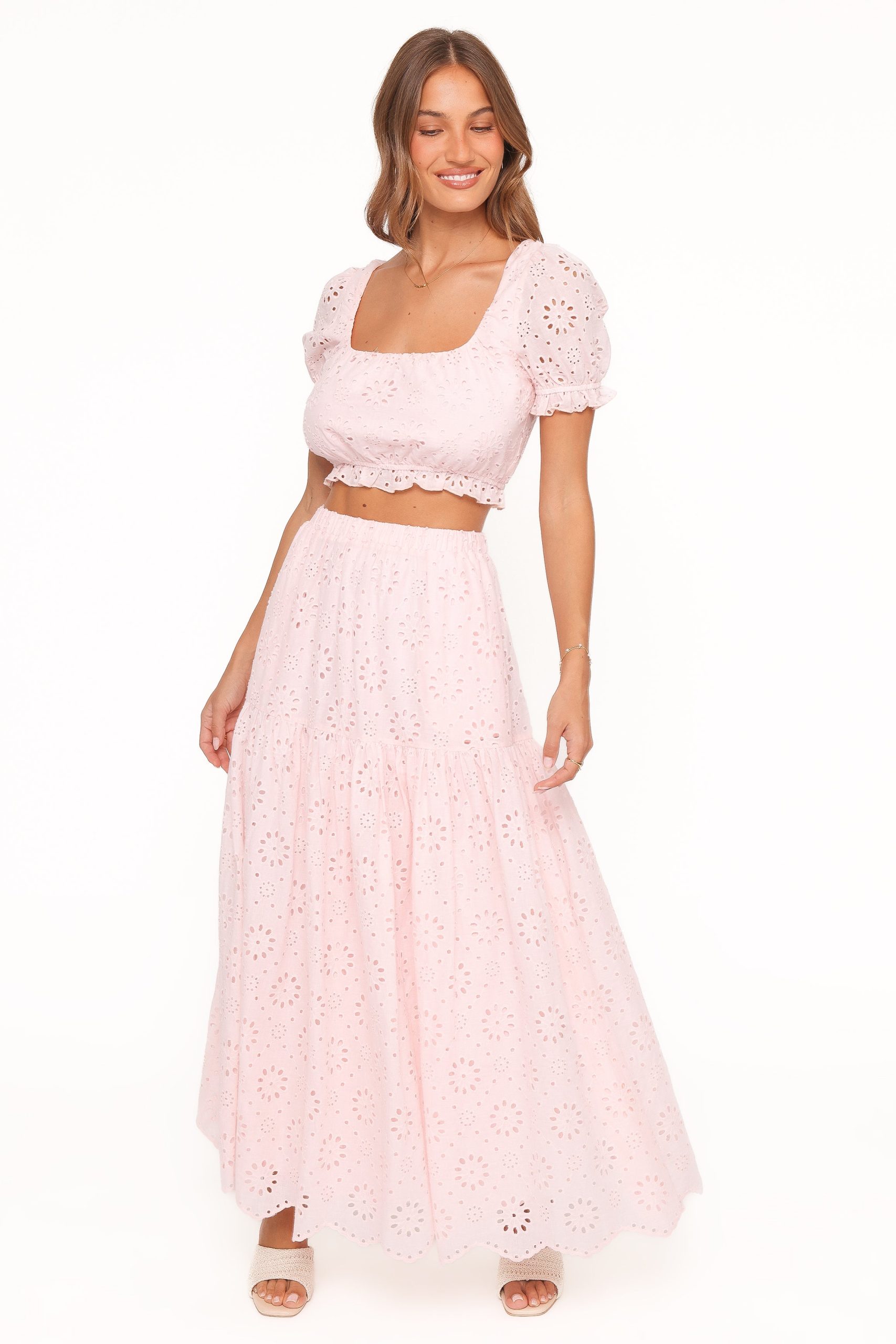 Angelina Skirt Set - Pink Broiderie - Image 2