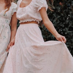 Angelina Skirt Set - Pink Broiderie