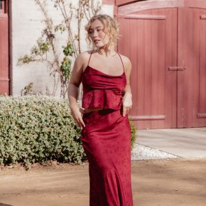Belle Two Piece Set - Burgundy