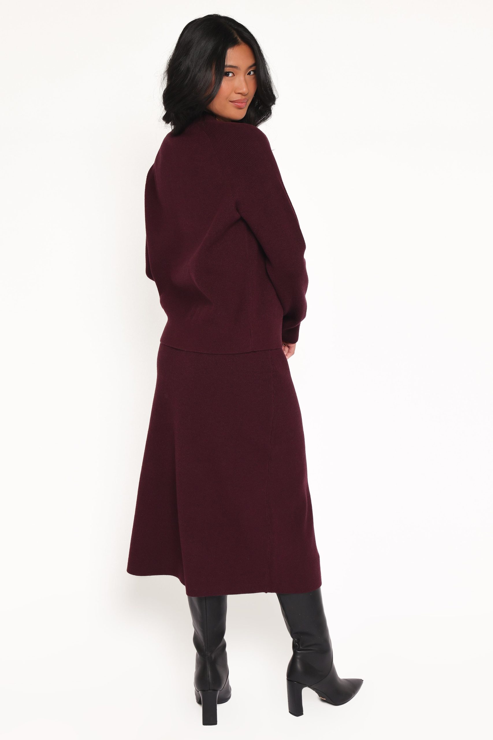 Bridget Maxi Skirt Sweater Set - Maroon - Image 4