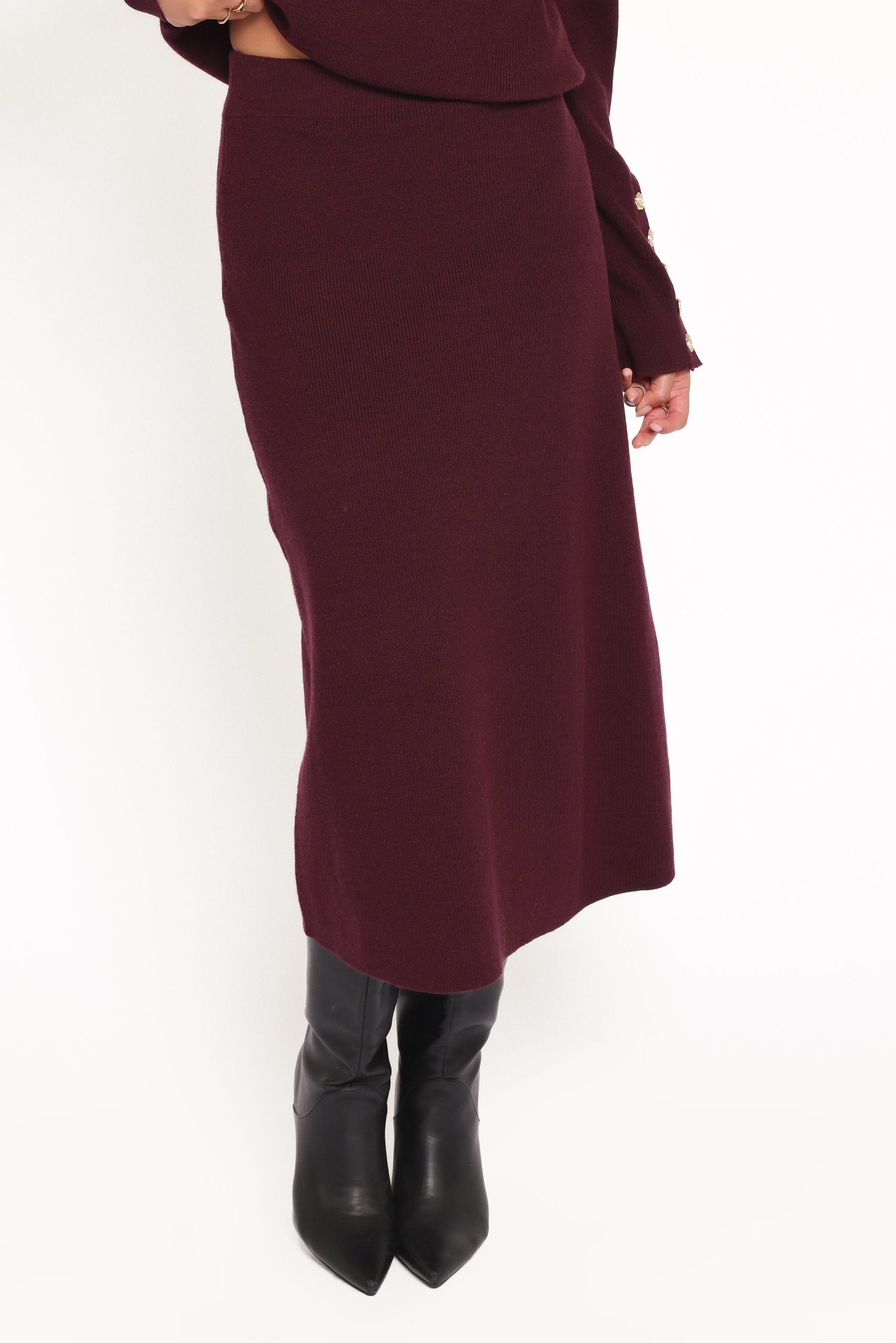 Bridget Maxi Skirt Sweater Set - Maroon - Image 5