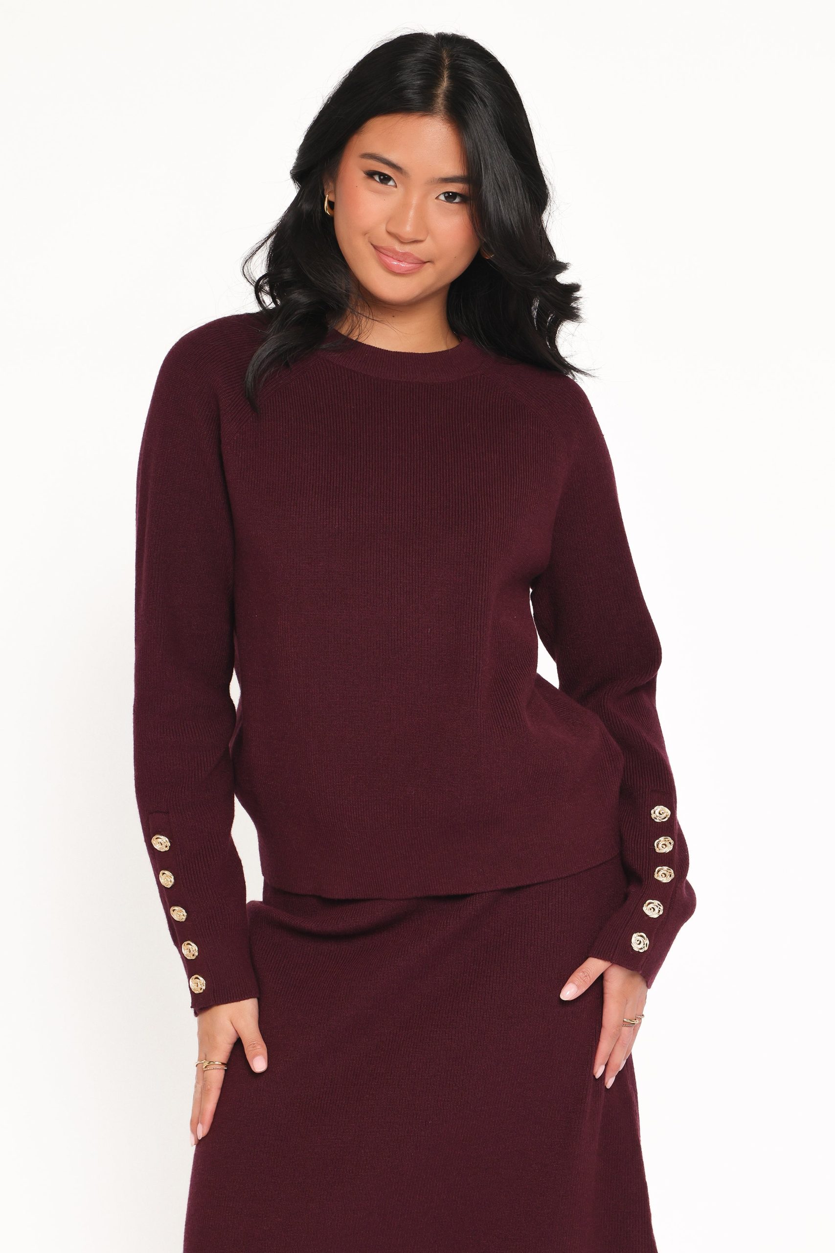 Bridget Maxi Skirt Sweater Set - Maroon - Image 2