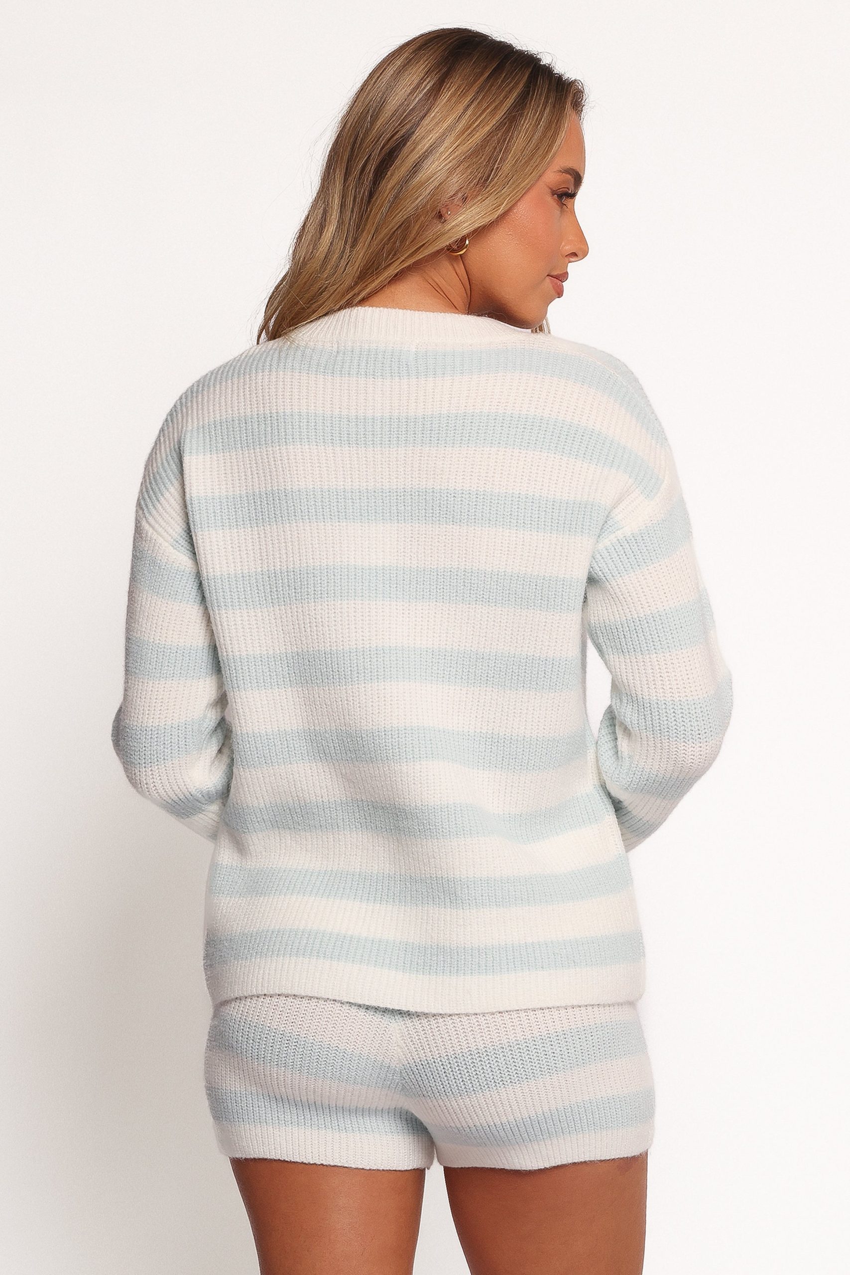 Ciaran Knitted Short Set - Cream Blue - Image 3