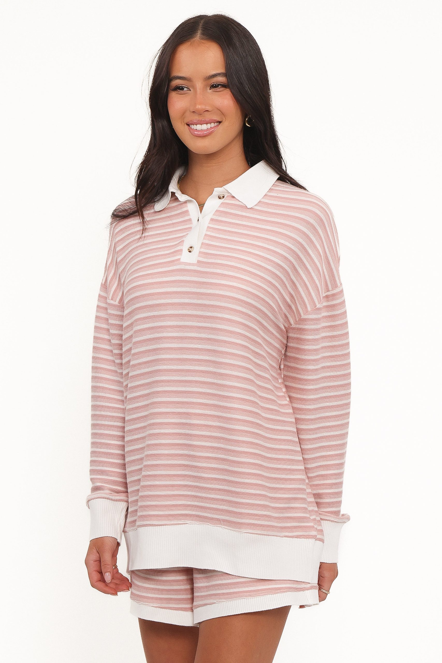 Dealia Knit Short Set - Pink Stripe - Image 4