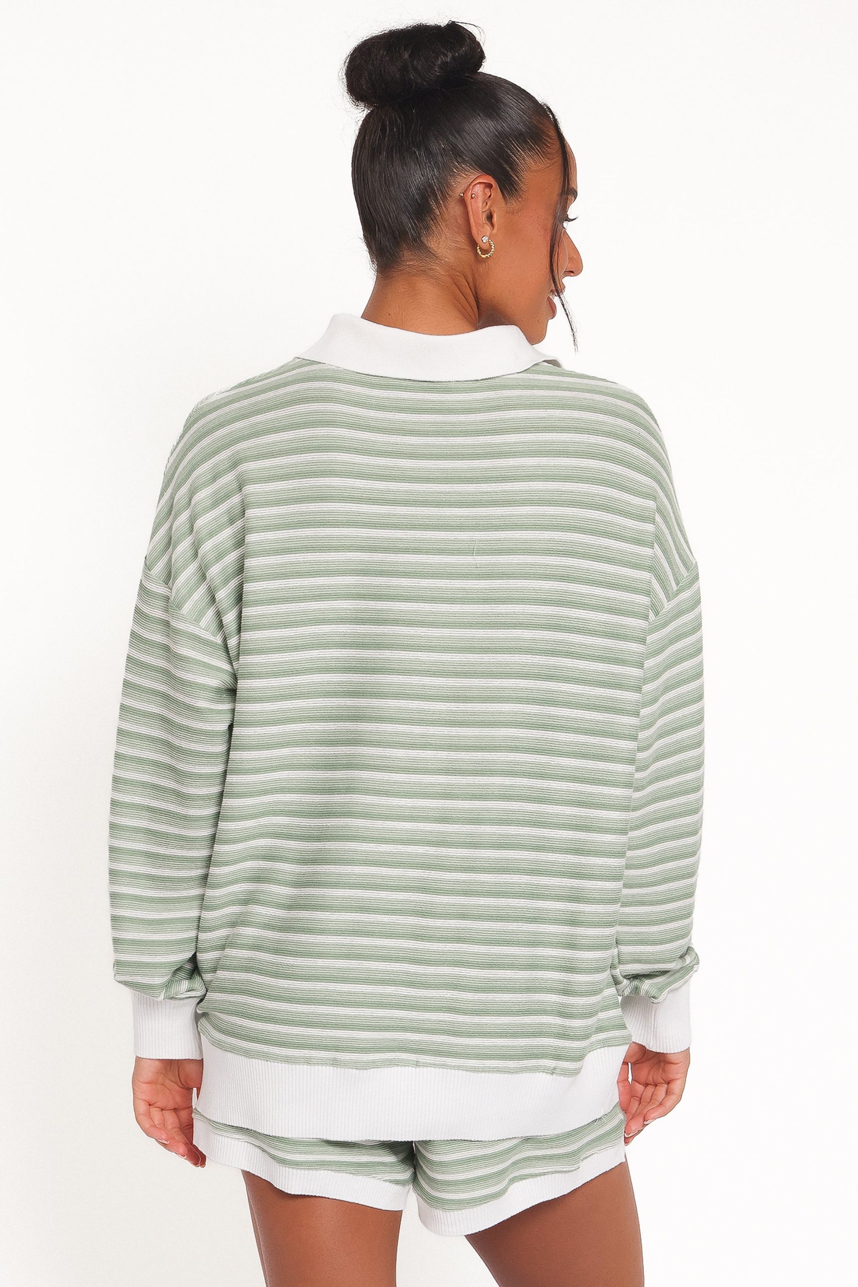 Dealia Knit Short Set - Sage Stripe - Image 4
