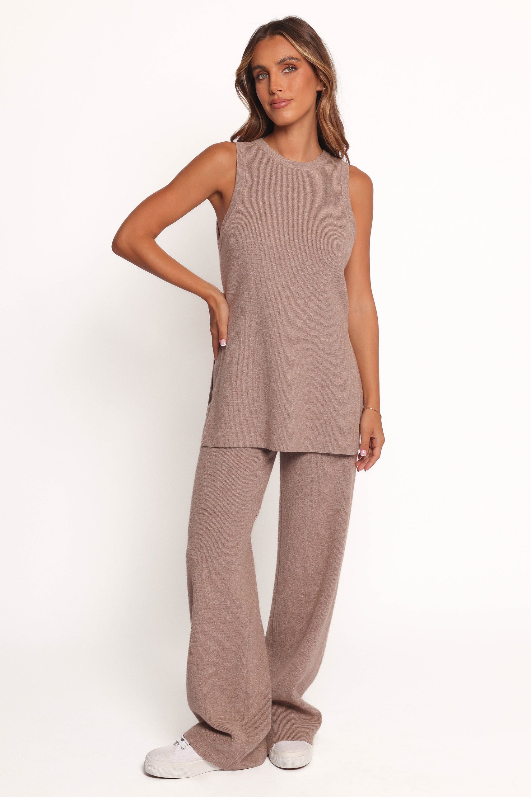 Ellory Knitted Pant Set - Taupe Marle - Image 2