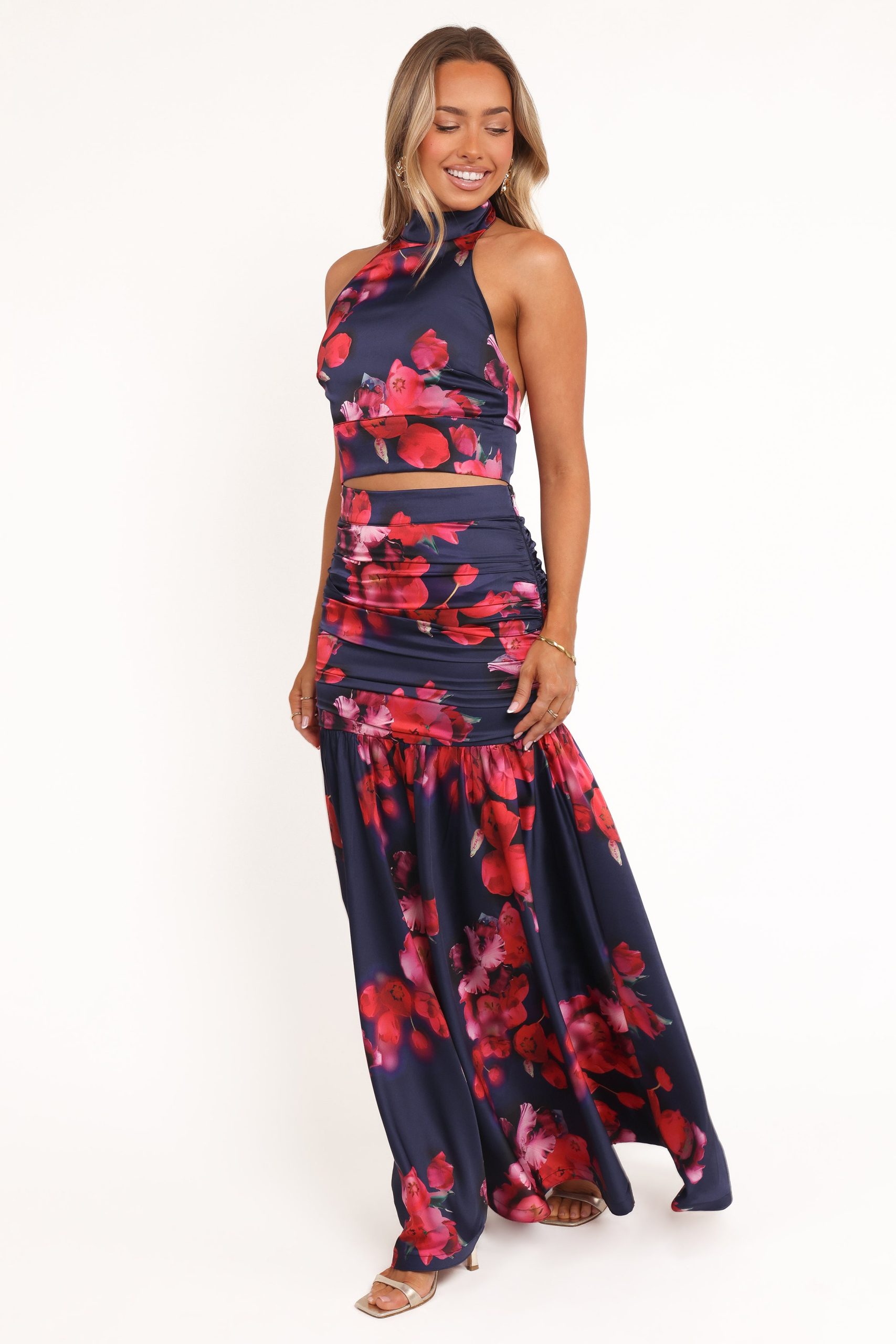 Freda Halter Skirt Set - Navy Floral - Image 4