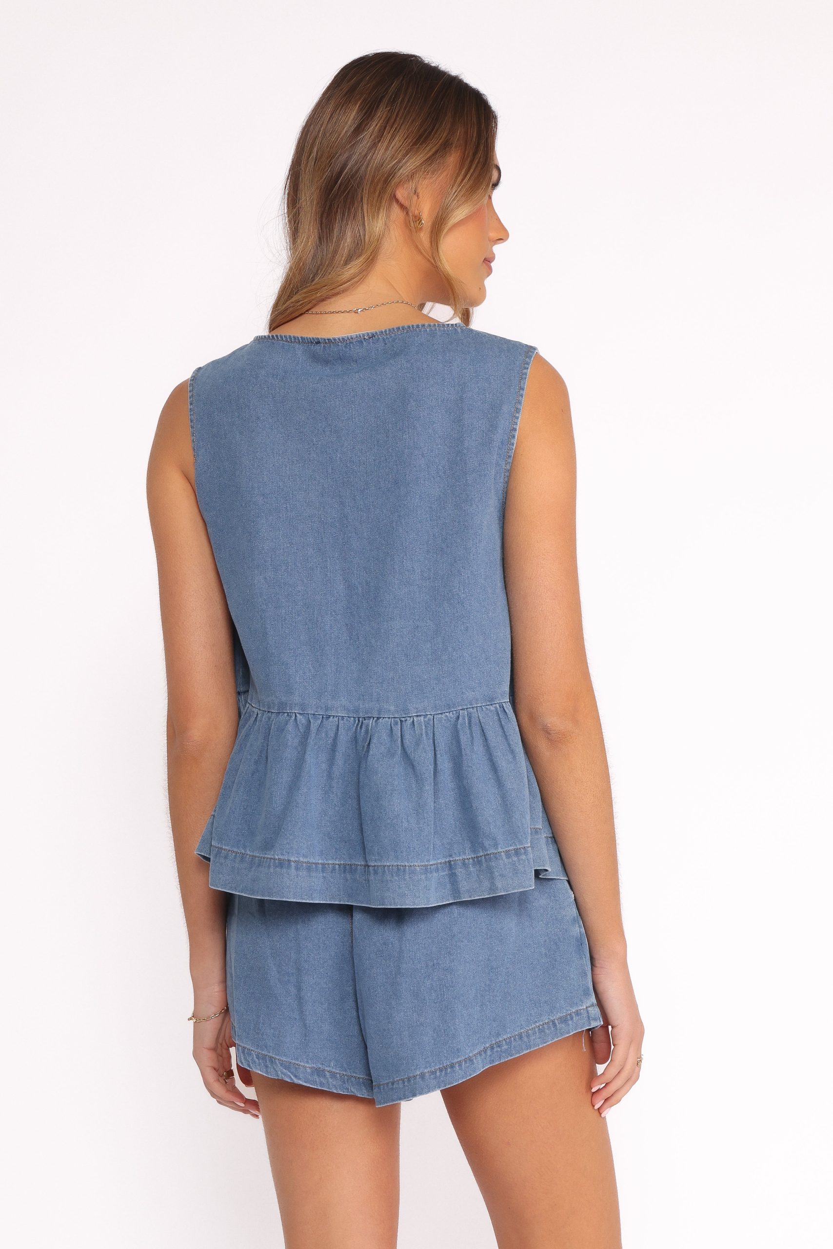 Graciana Denim Short Set - Blue - Image 4