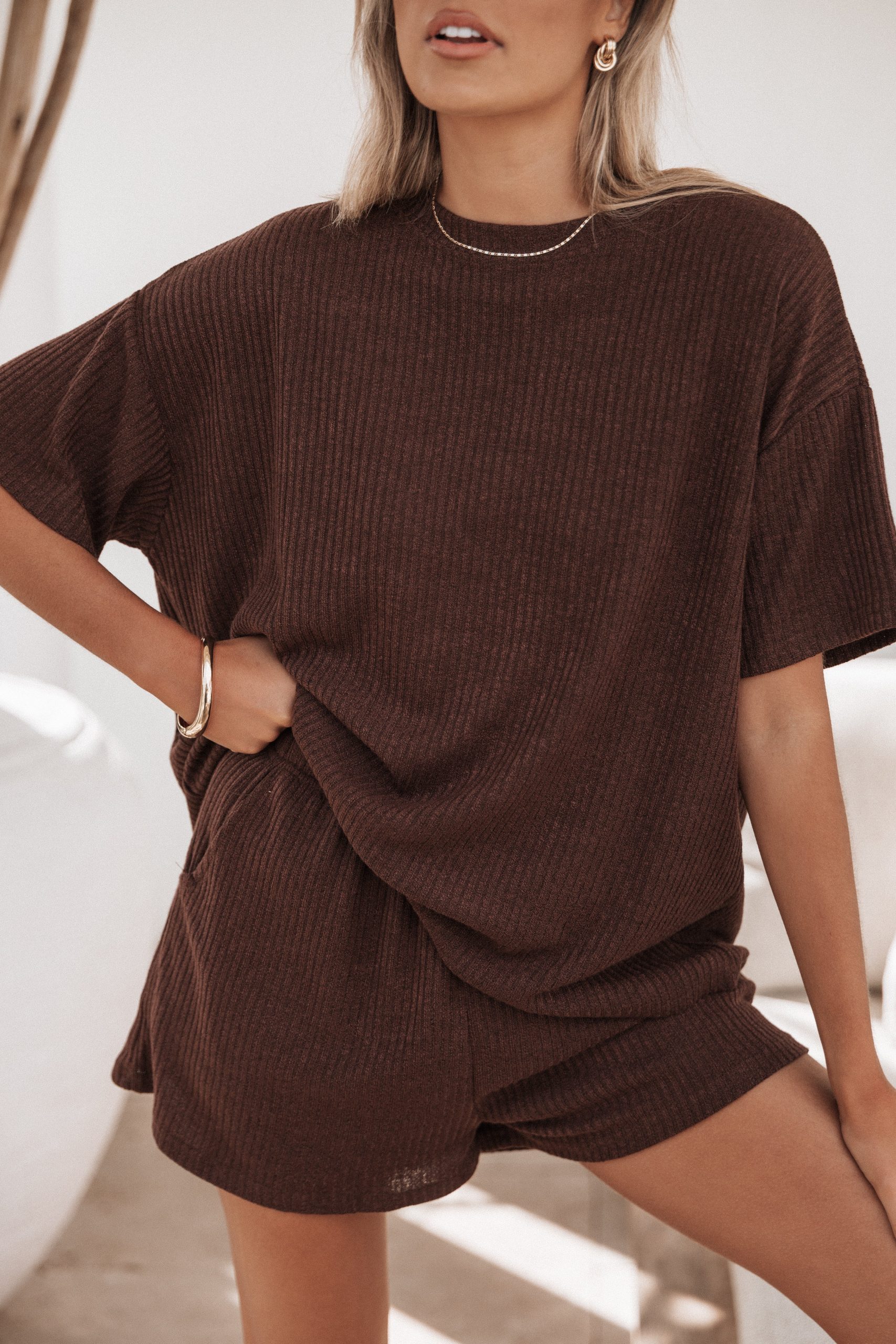 Granger Knit Short Set - Chocolate Brown - Image 2