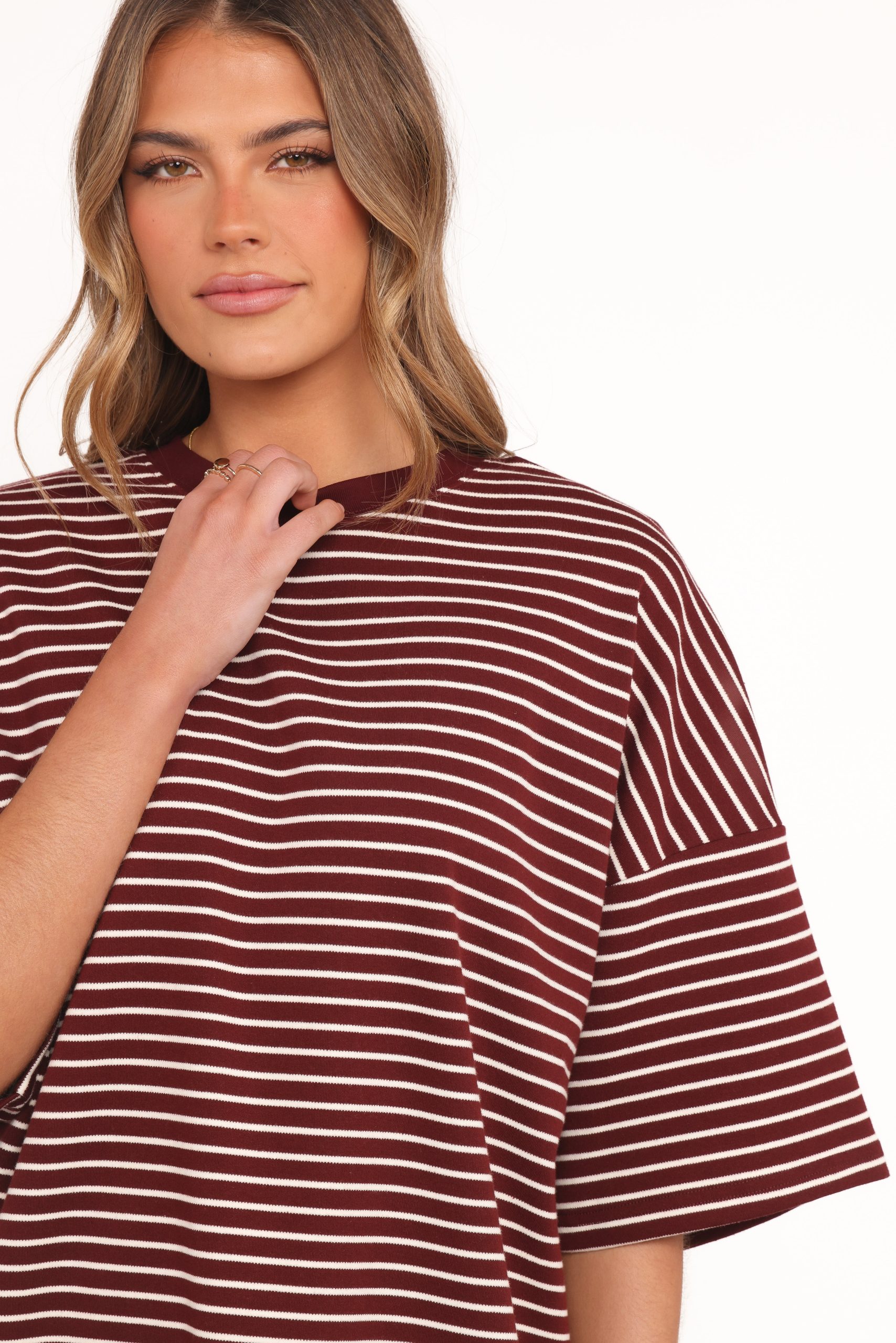 Hellen Stripe Short Set - Burgundy Cream Stripe - Image 7